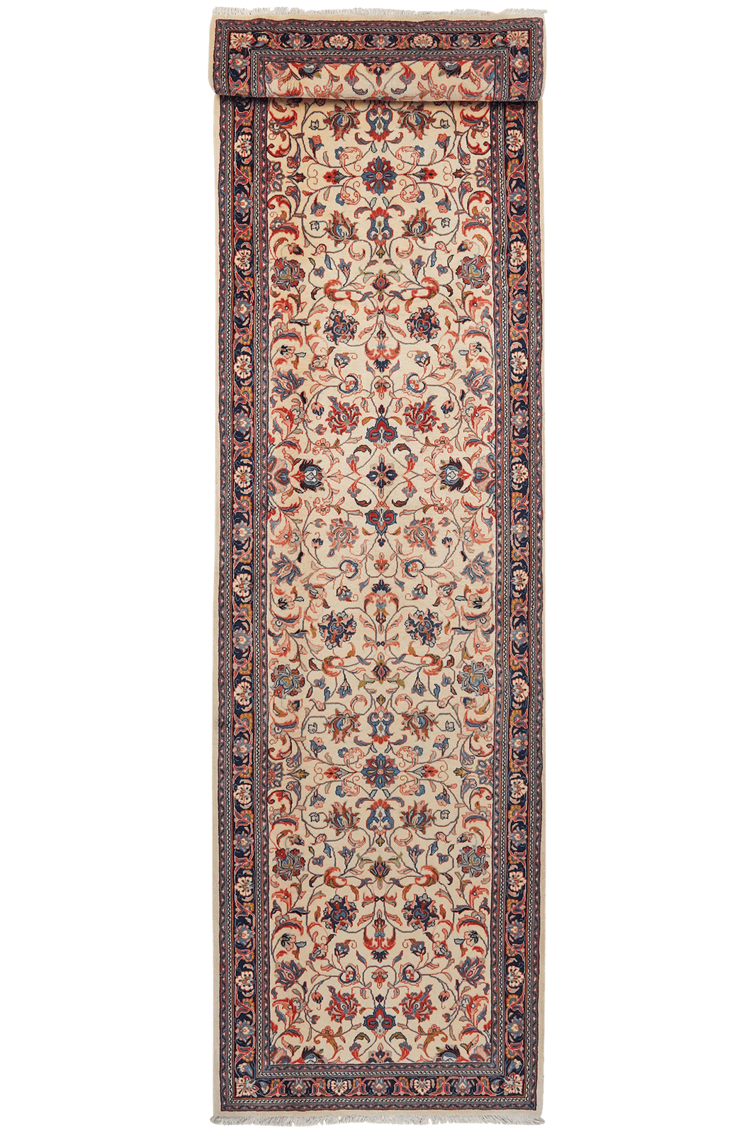 Sarough — Hand-knotted, 111x427 cm, Beige, 100% Virgin Wool | Main view
