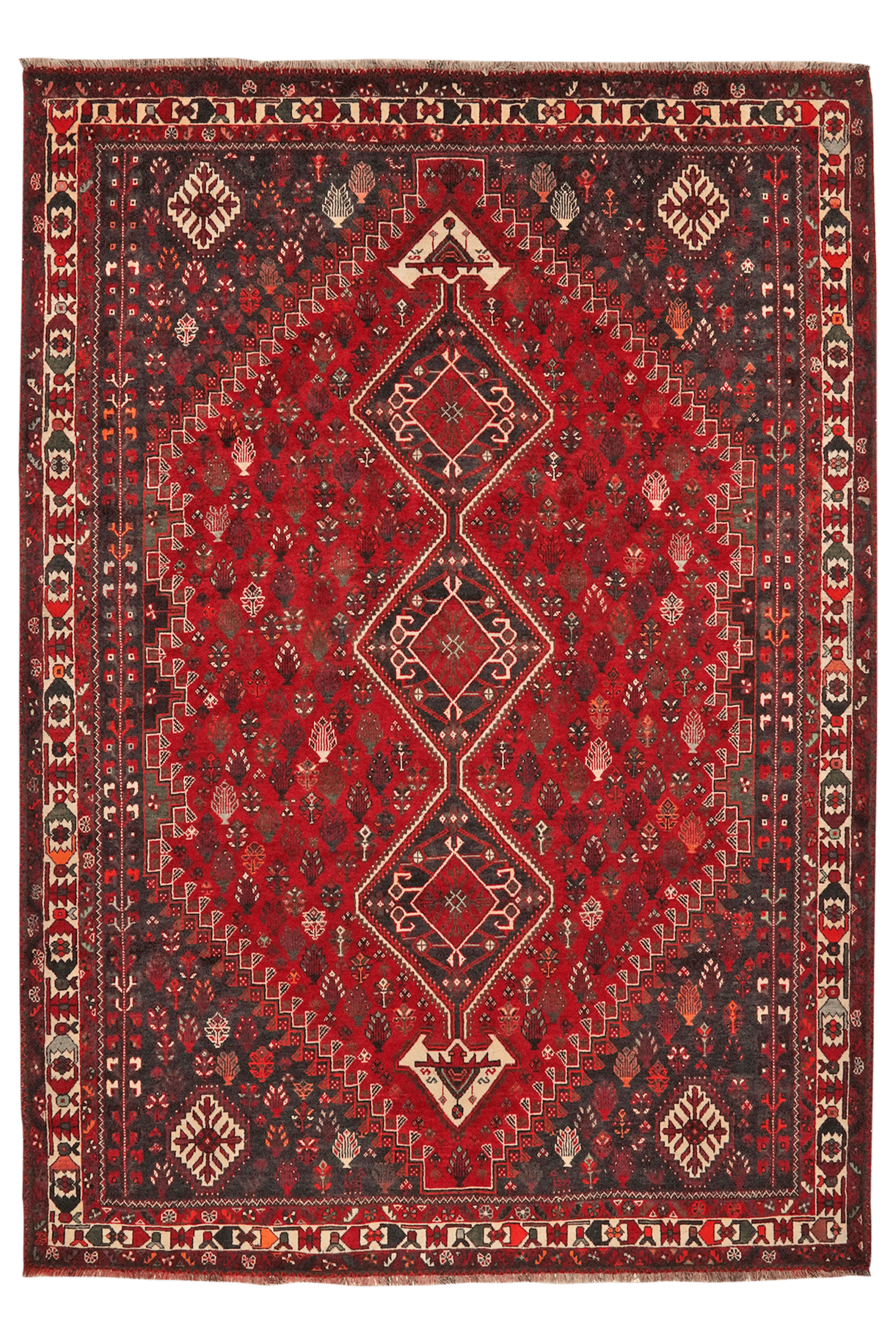 Gashgai — Hand-knotted, 230x323 cm, Red, 100% Virgin Wool | Main view