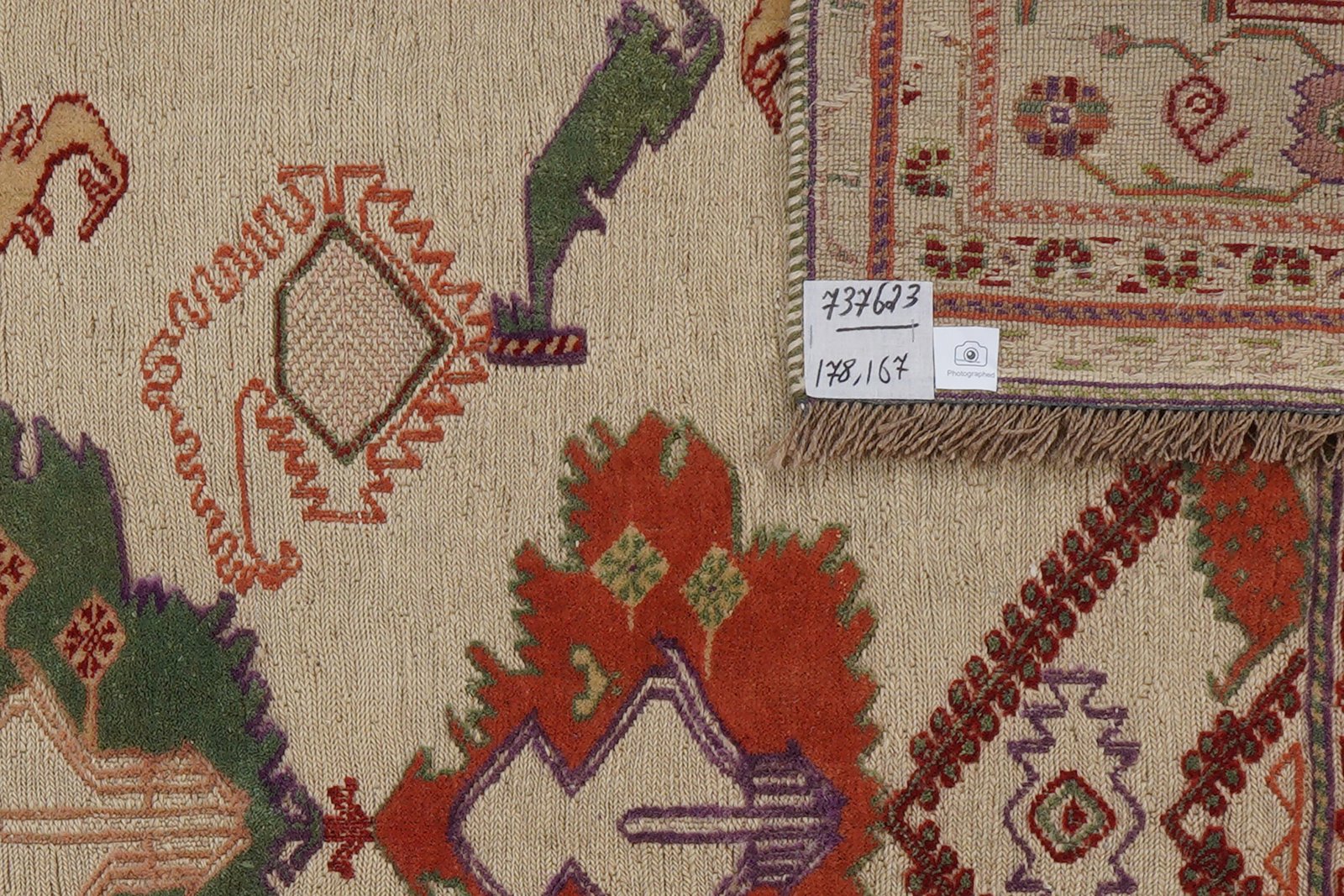 Kelim Belutch — Handmade, 167x178 cm, Beige, 100% Virgin Wool | View 6