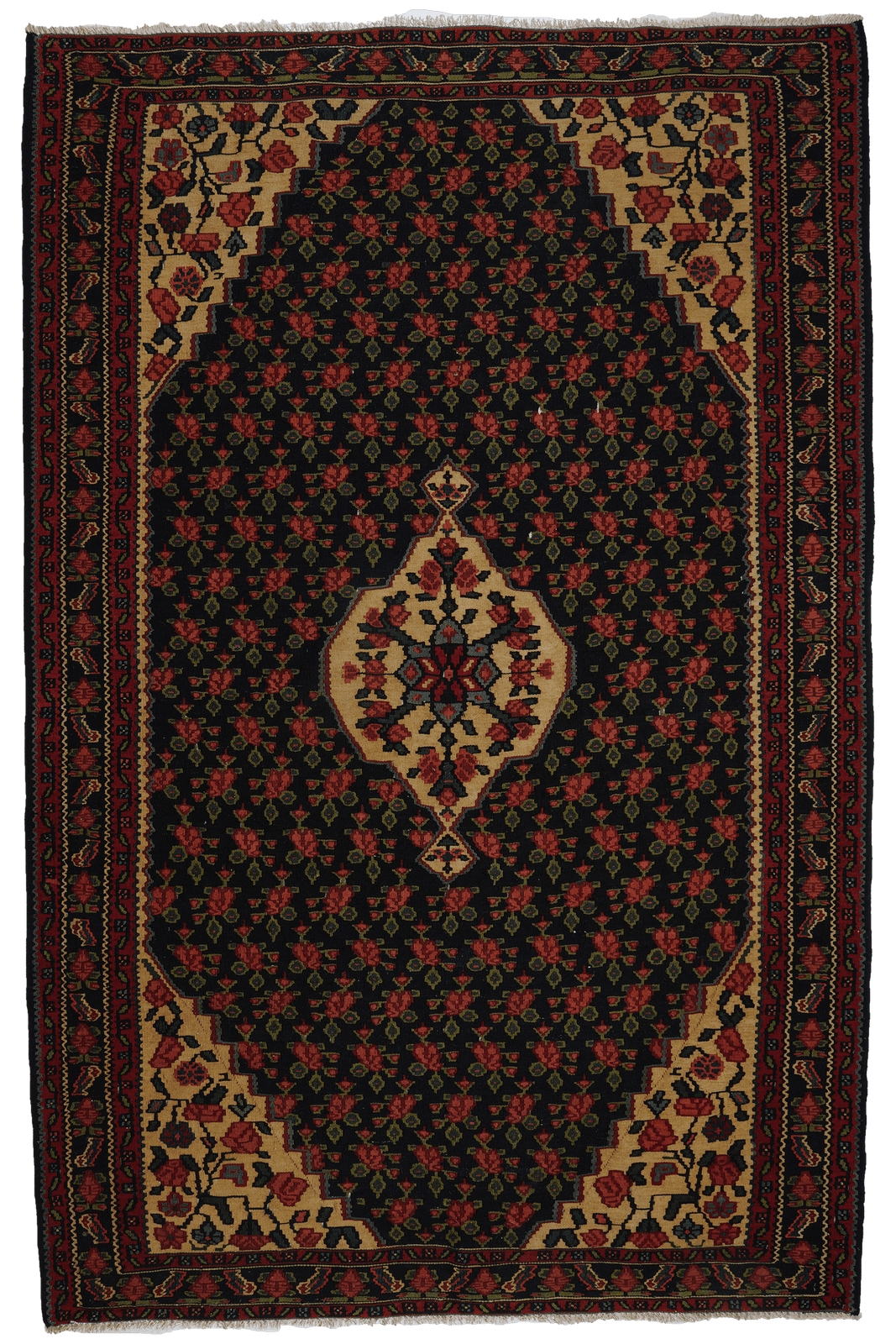 Kelim Bidjar — Handmade, 122x187 cm, Black, 100% Virgin Wool | Main view