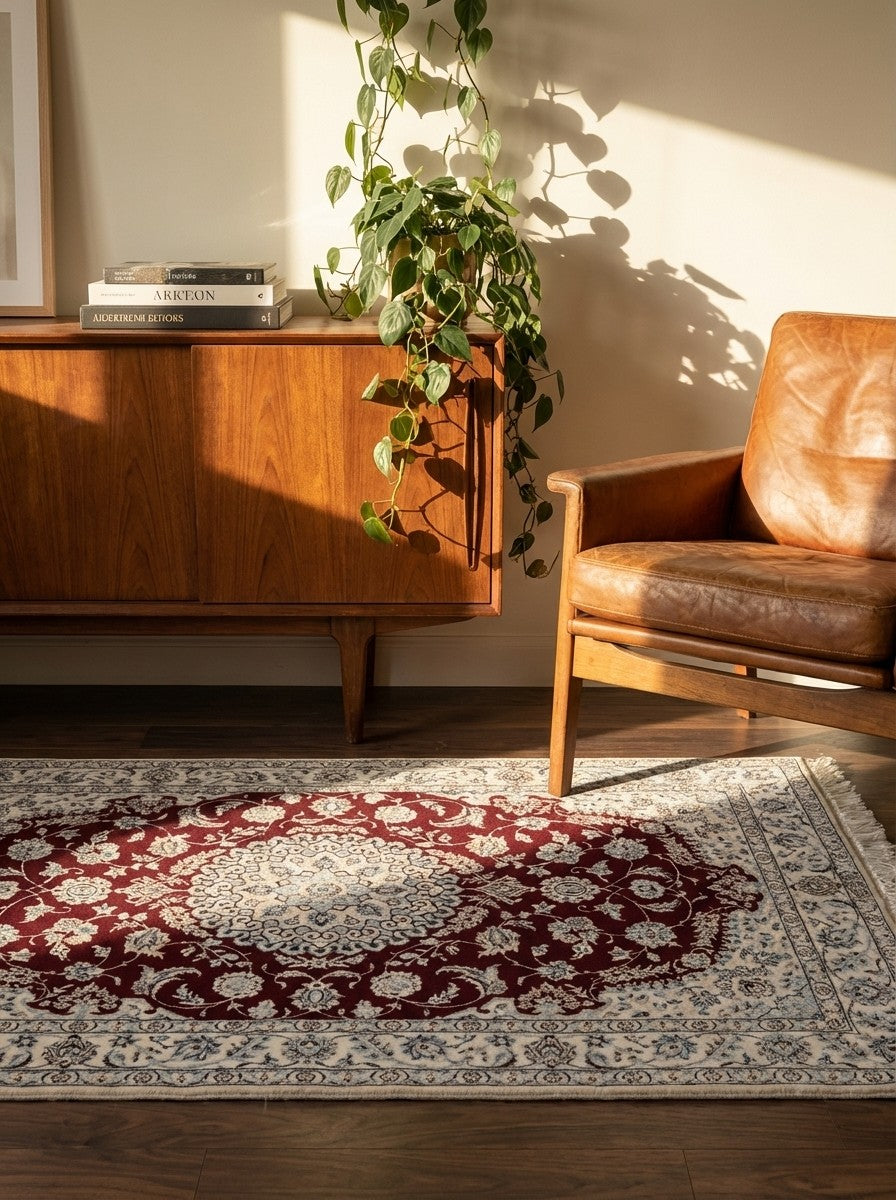 Nain 6La — Hand-knotted, 103x154 cm, Red, 100% Virgin Wool | Back view