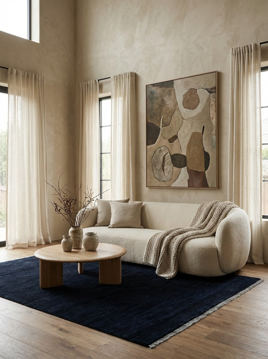 Gabbeh — Hand-knotted, 155x203 cm, Blue, 100% Virgin Wool | Detail view