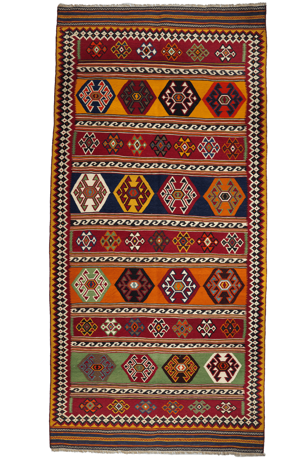 Kelim Gashgai Old — Handmade, 147x303 cm, Multicolor, 100% Virgin Wool | Main view