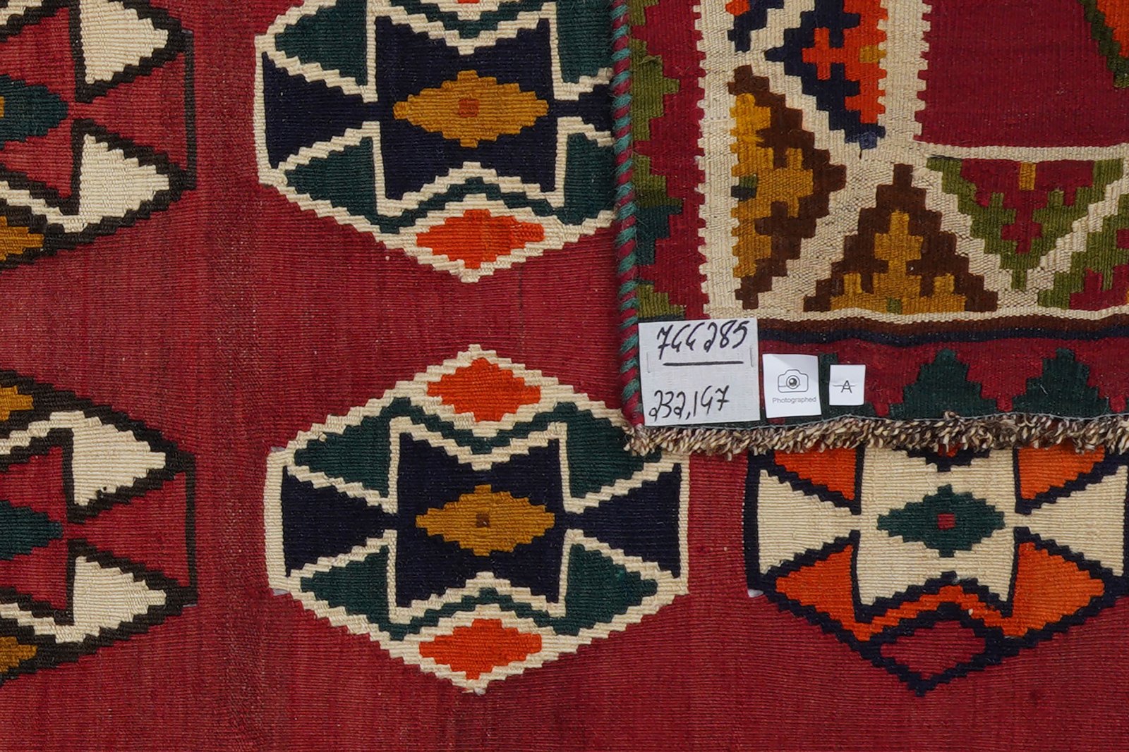 Kelim Gashgai Old — Handmade, 147x232 cm, Red, 100% Virgin Wool | View 5