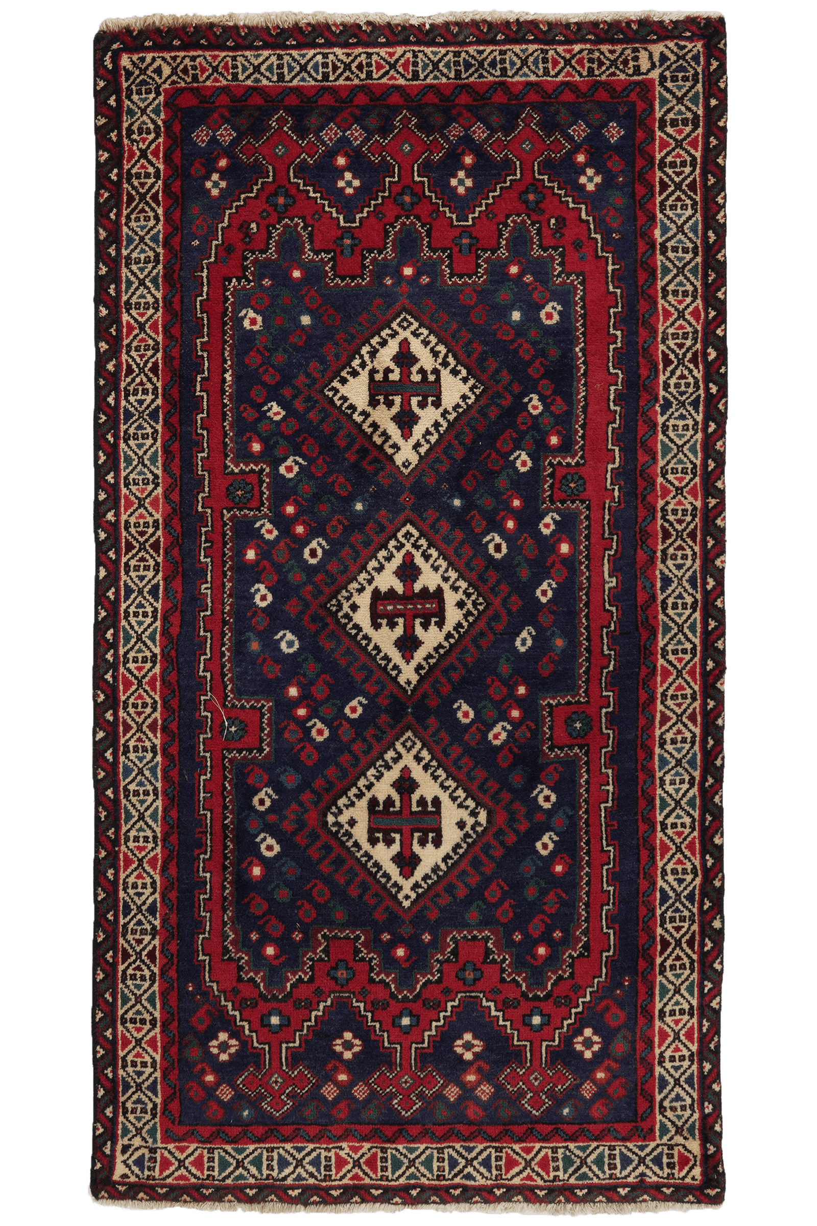 Afshar — Hand-knotted, 78x146 cm, Blue, 100% Virgin Wool | Main view