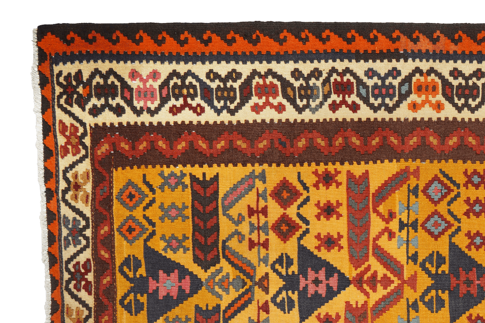 Kelim Ardebil — Handmade, 184x306 cm, Yellow, 100% Virgin Wool | View 3