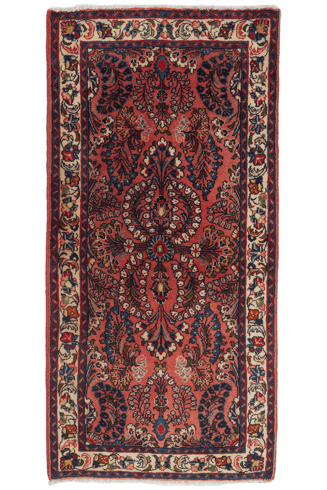 Sarough — Hand-knotted, 68x138 cm, Pink, 100% Virgin Wool | Main view