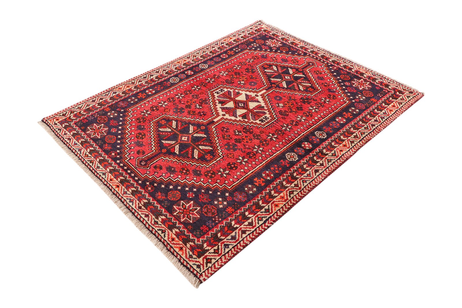Gashgai — Hand-knotted, 115x159 cm, Red, 100% Virgin Wool | View 5