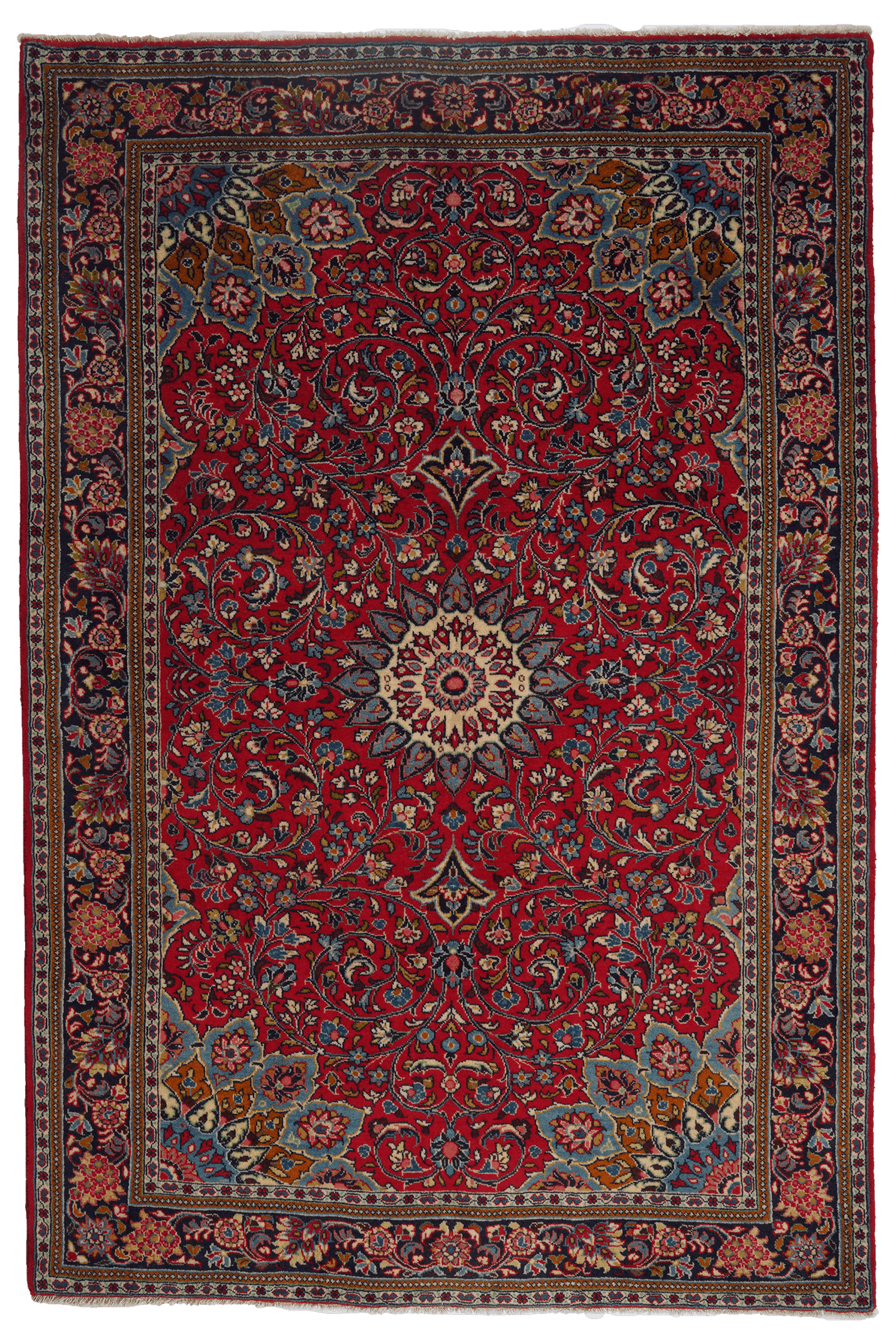Sarough — Hand-knotted, 135x201 cm, Red, 100% Virgin Wool | Main view