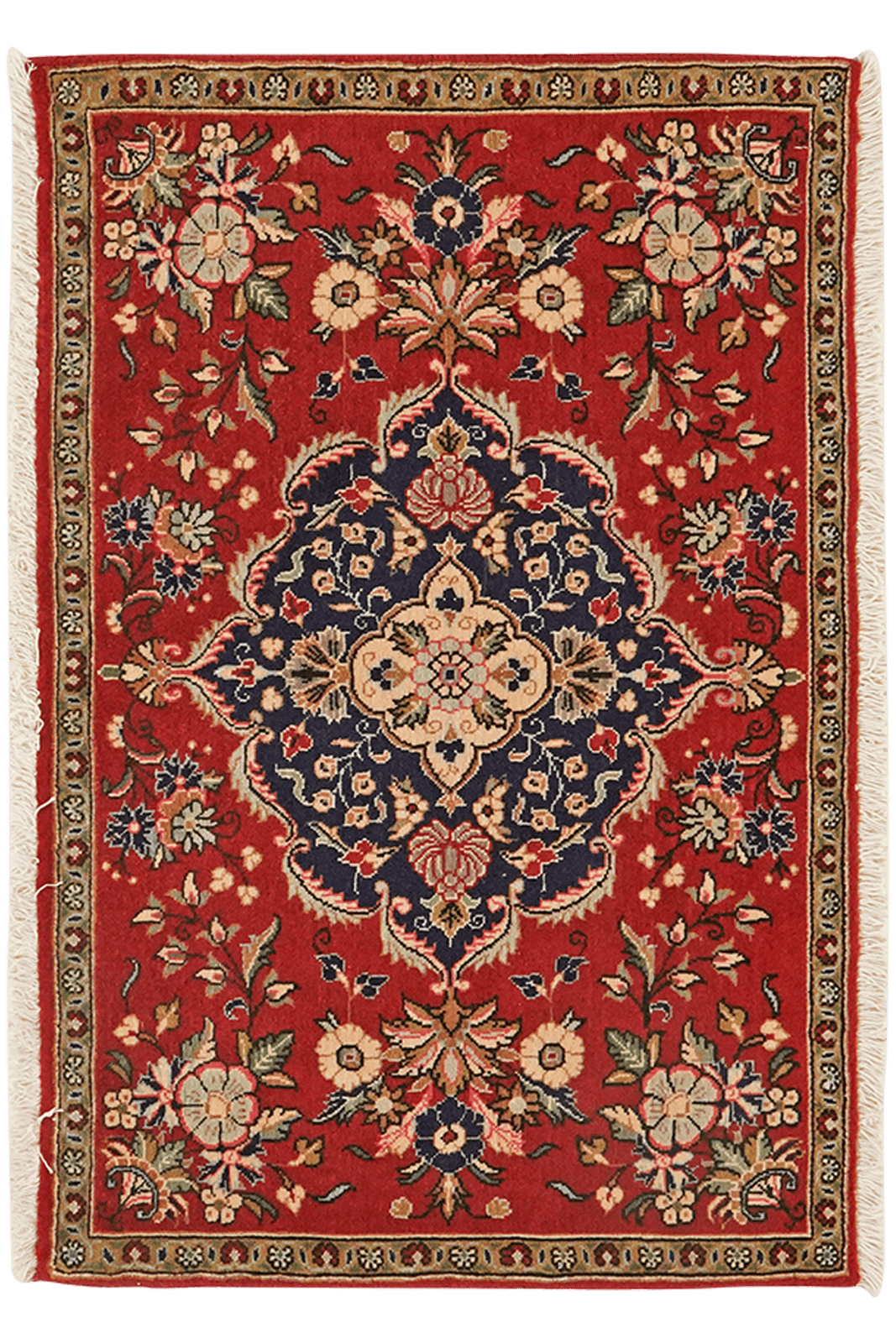 Kashan — Hand-knotted, 90x59 cm, Red, 100% Virgin Wool | Main view