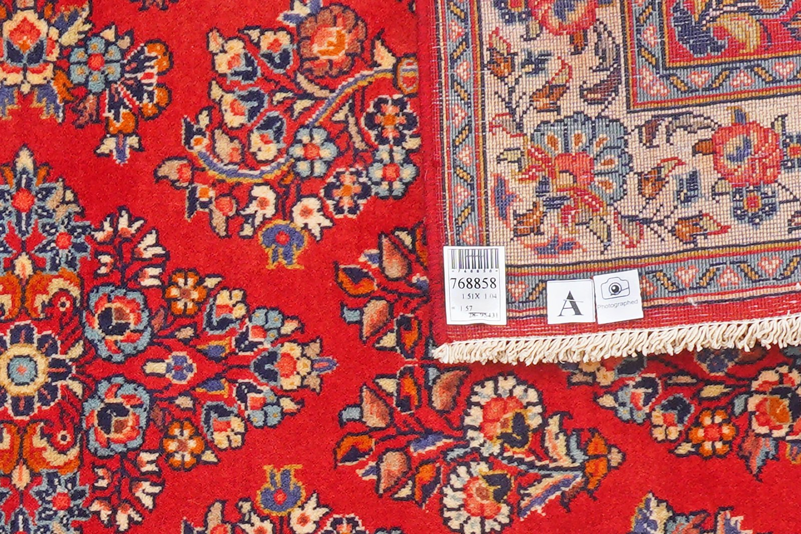 Sarough — Hand-knotted, 104x151 cm, Red, 100% Virgin Wool | View 6