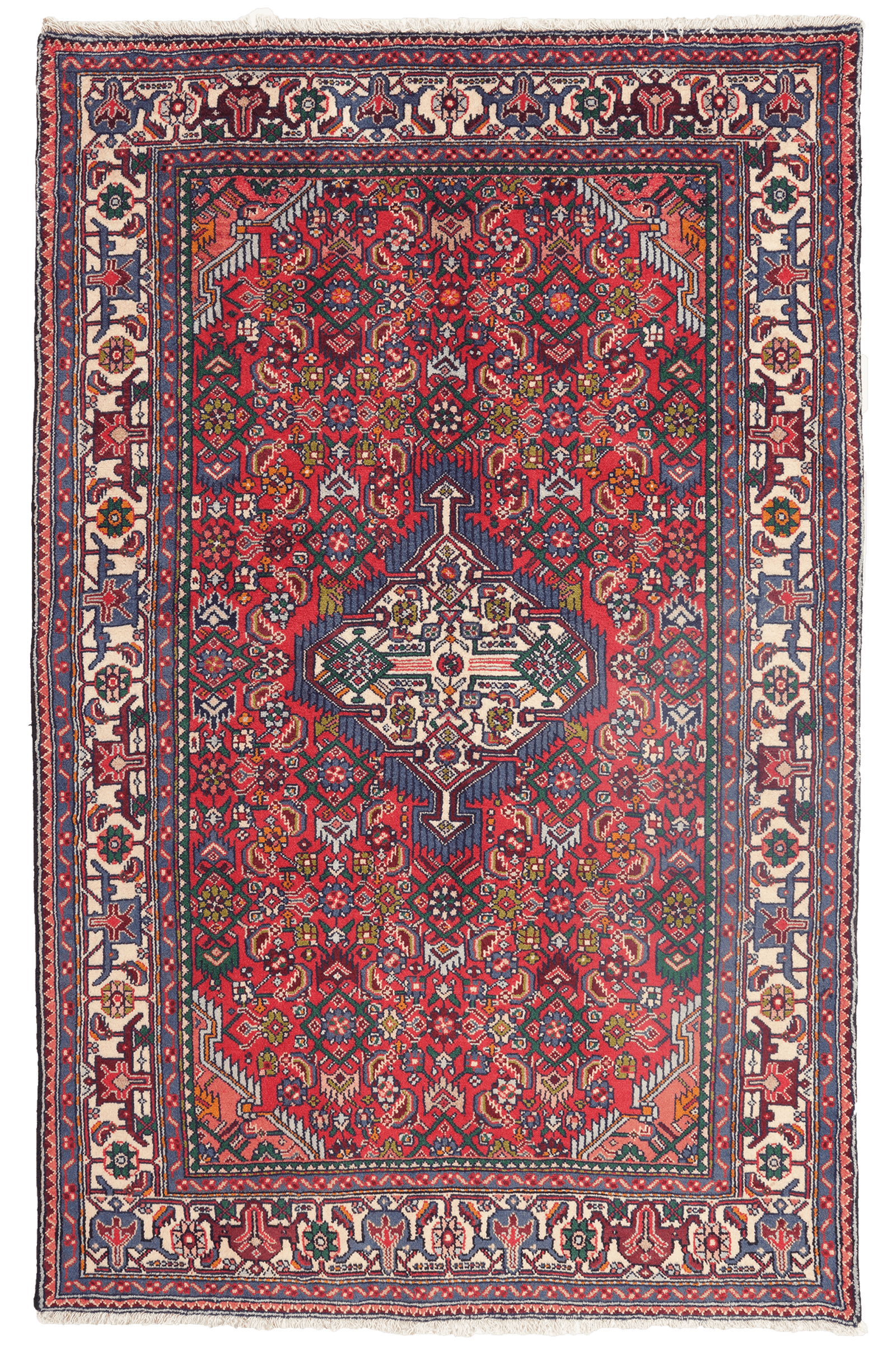 Assadabad — Hand-knotted, 122x190 cm, Red, 100% Virgin Wool | Main view