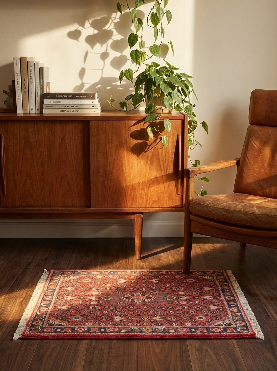 Sarough — Hand-knotted, 63x77 cm, Red, 100% Virgin Wool | Back view