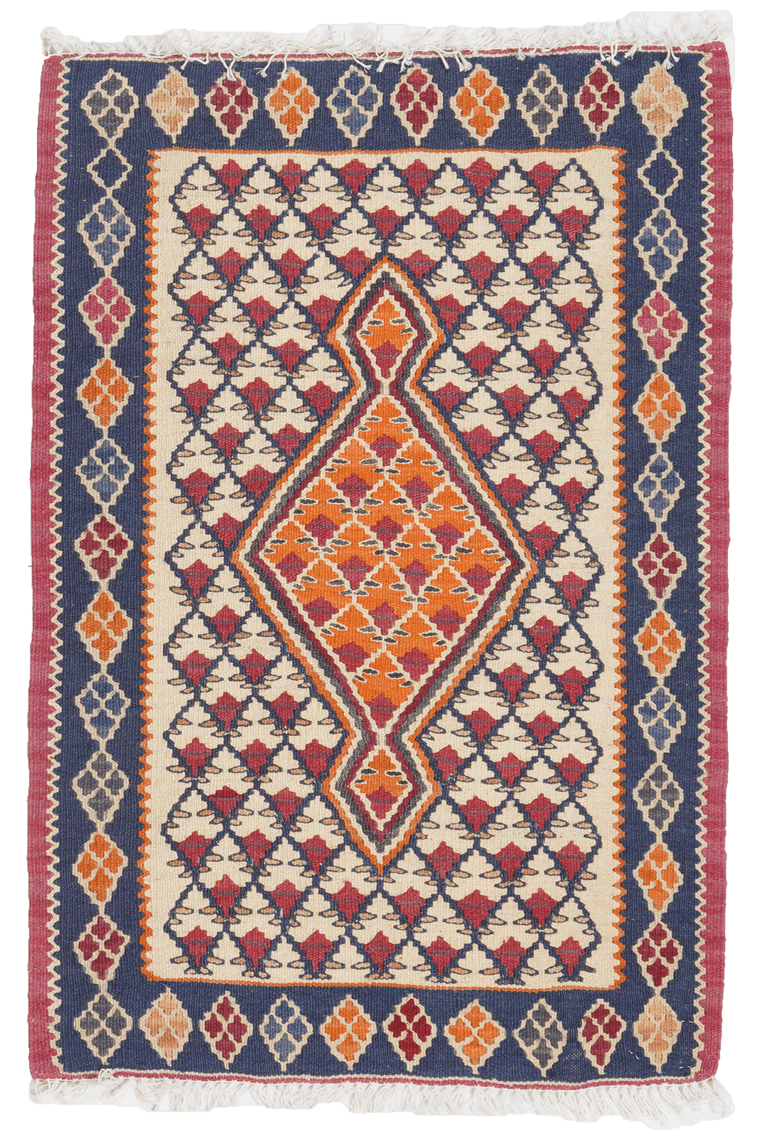 Kelim Senneh — Handmade, 60x90 cm, Beige, 100% Virgin Wool | Main view
