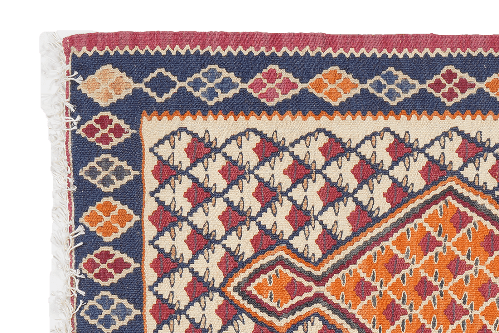Kelim Senneh — Handmade, 60x90 cm, Beige, 100% Virgin Wool | View 3