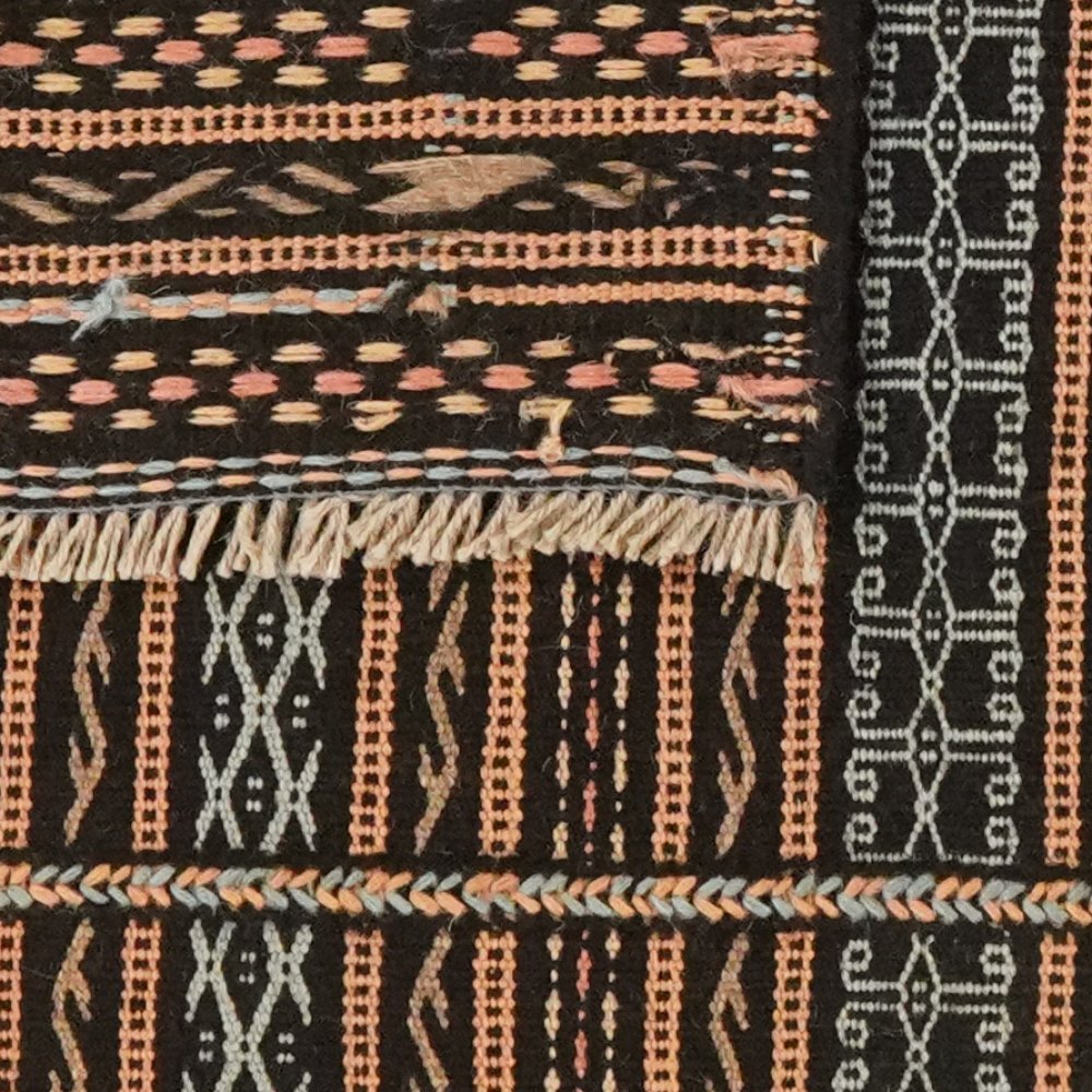Kelim Kordi — Handmade, 81x125 cm, Black, 100% Virgin Wool | View 6
