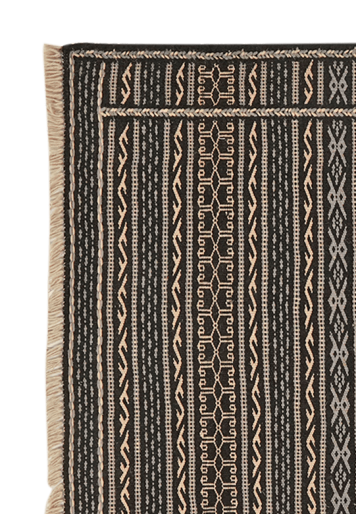 Kelim Kordi — Handmade, 82x122 cm, Black, 100% Virgin Wool | View 3