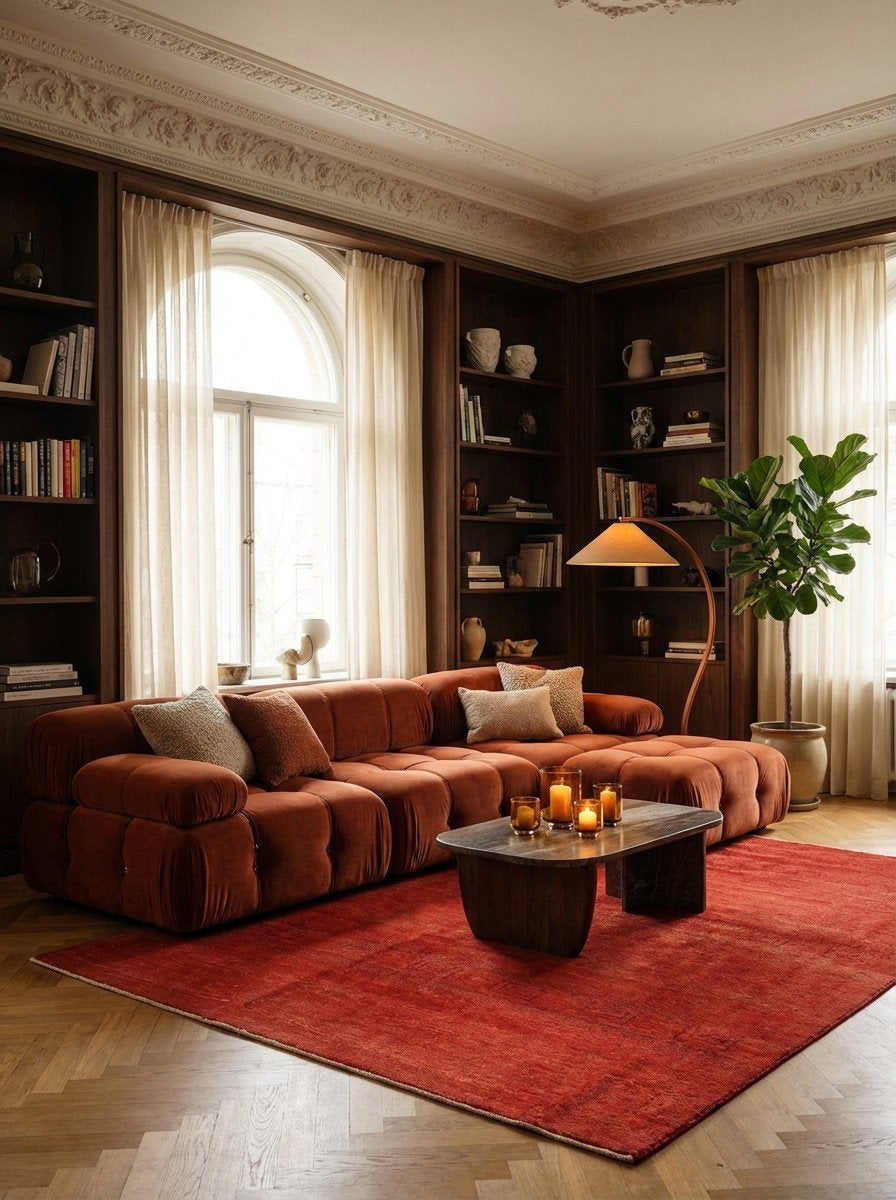 Rizbaf — Handgefertigt, 189x155 cm, Rot, 100% Virgin Wool | Back view