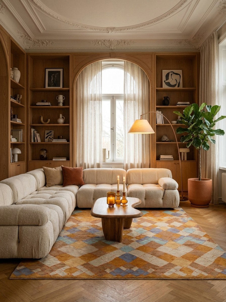 Rizbaf — Handgefertigt, 238x172 cm, Bunt, 100% Virgin Wool | Back view