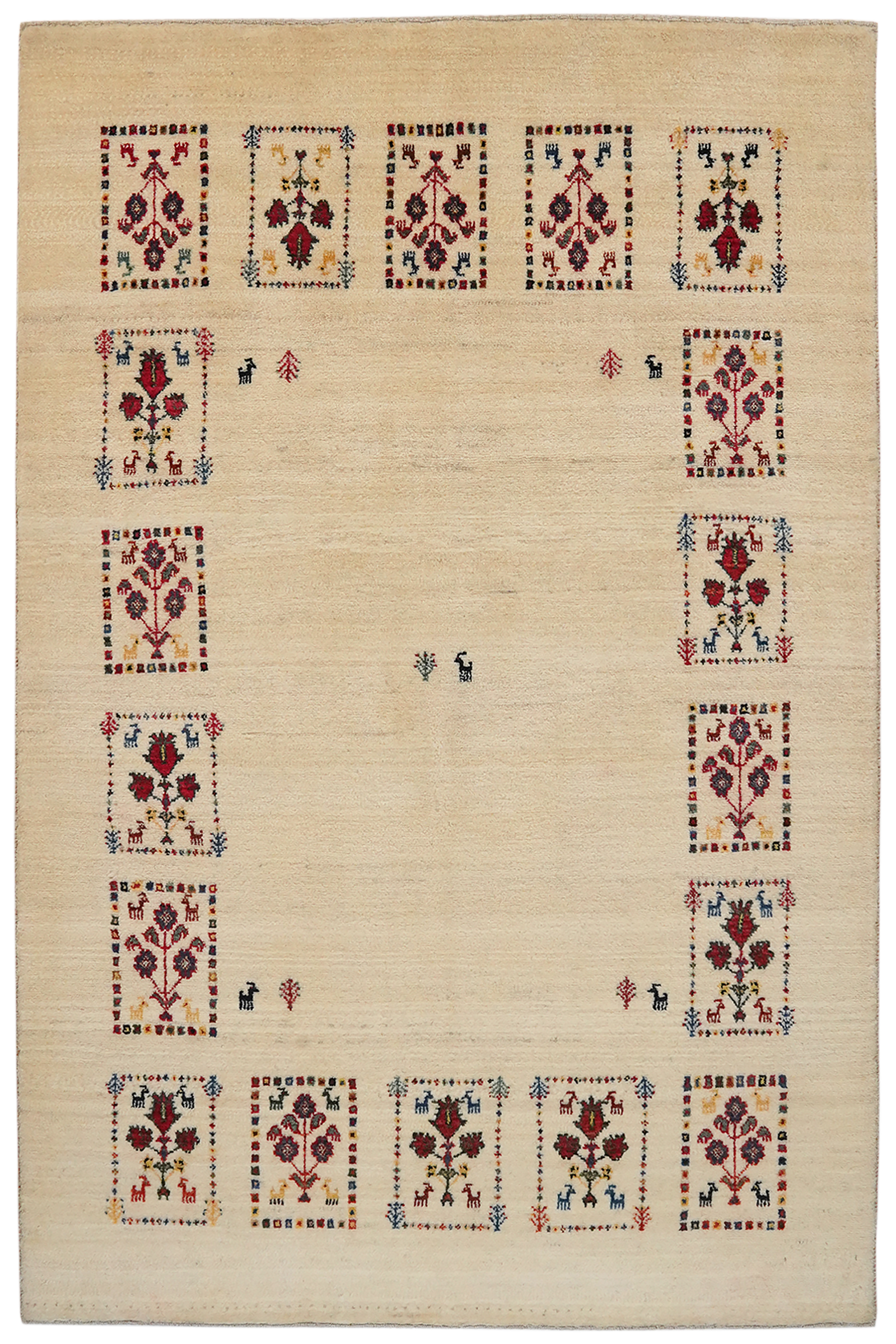 Rizbaf — Handgefertigt, 180x119 cm, Beige, 100% Virgin Wool | Main view