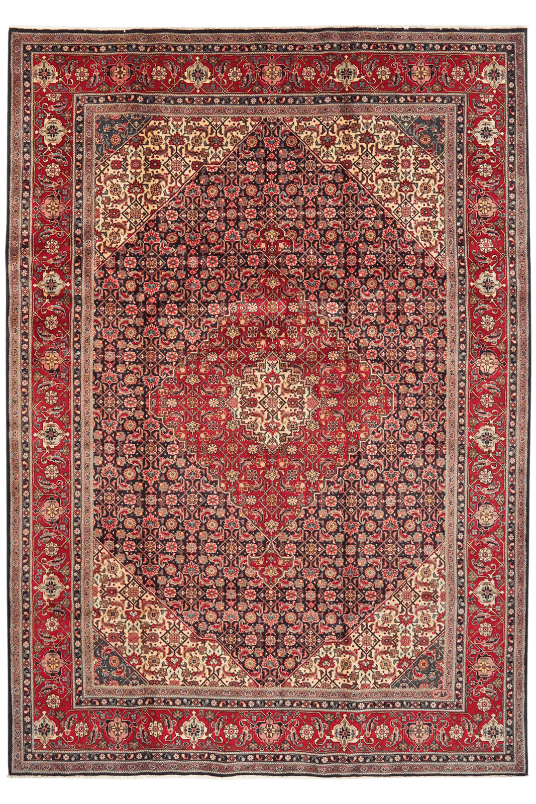 Tabriz Old — Hand-knotted, 204x290 cm, Blue, 100% Virgin Wool | Main view