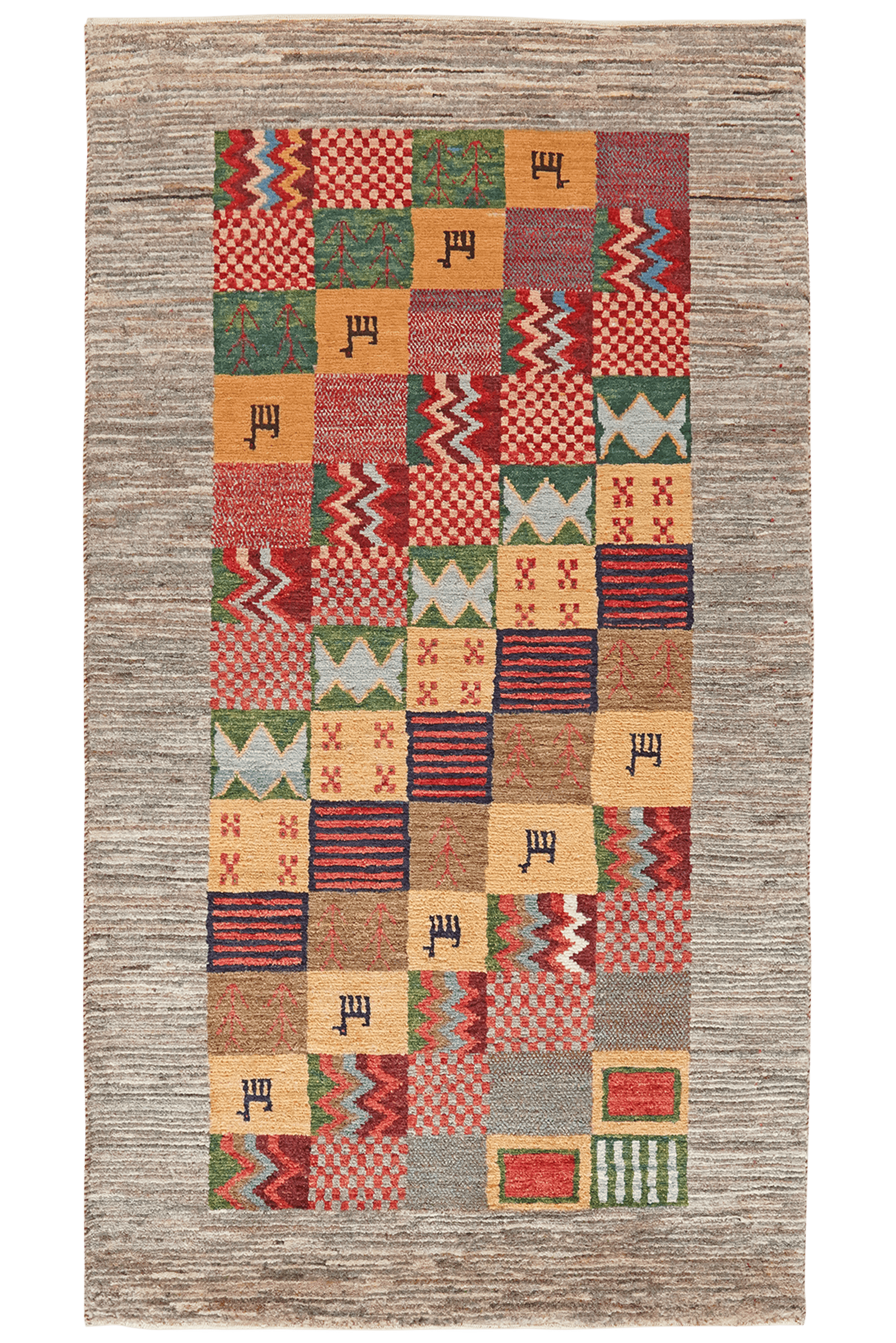 Rizbaf — Hand-knotted, 88x159 cm, Multicolor, 100% Virgin Wool | Main view