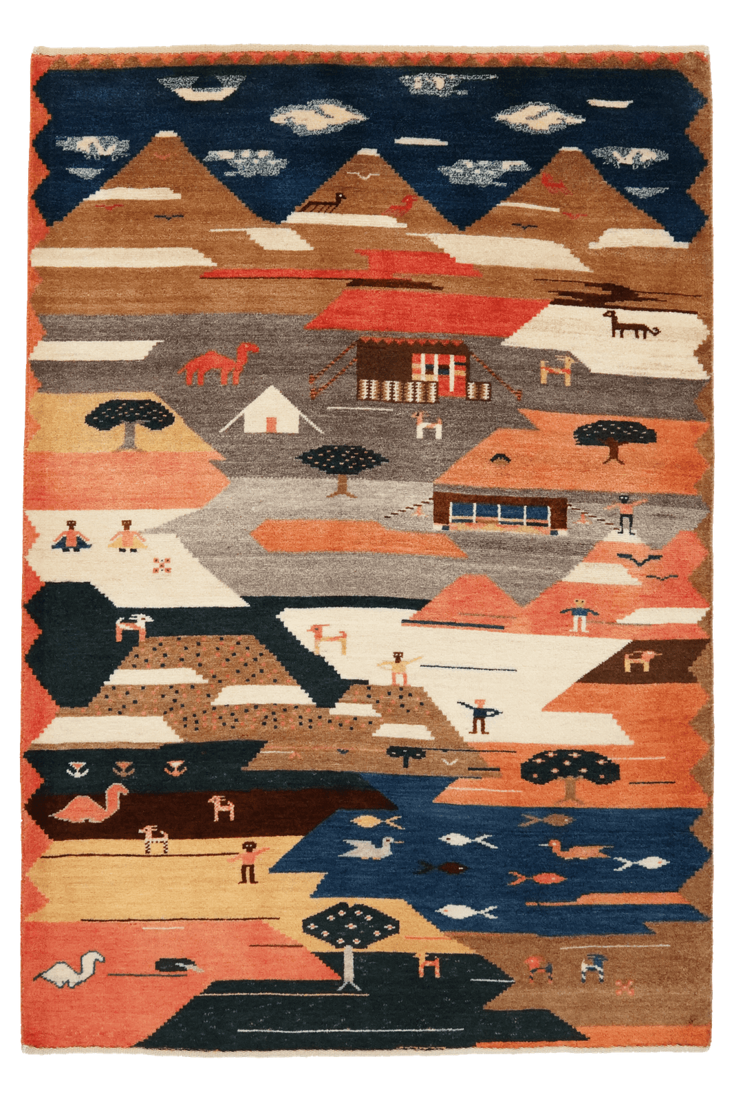 Rizbaf — Hand-knotted, 105x155 cm, Multicolor, 100% Virgin Wool | Main view