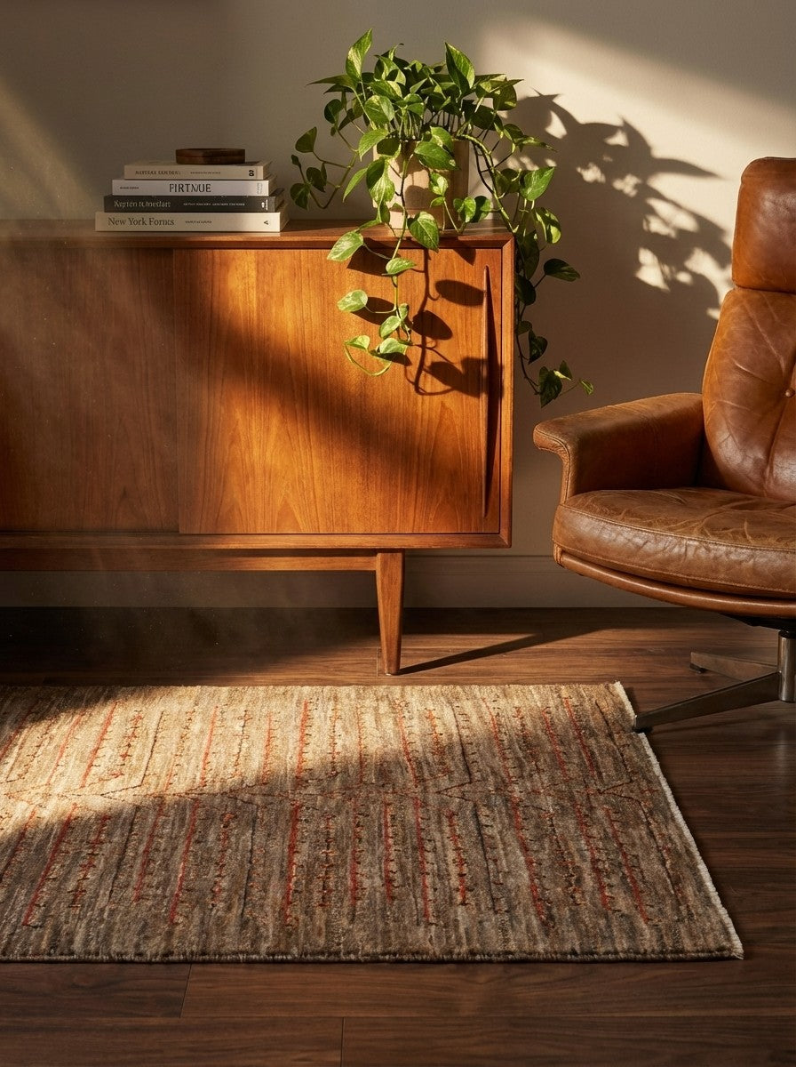 Rizbaf — Hand-knotted, 87x135 cm, Brown, 100% Virgin Wool | Back view