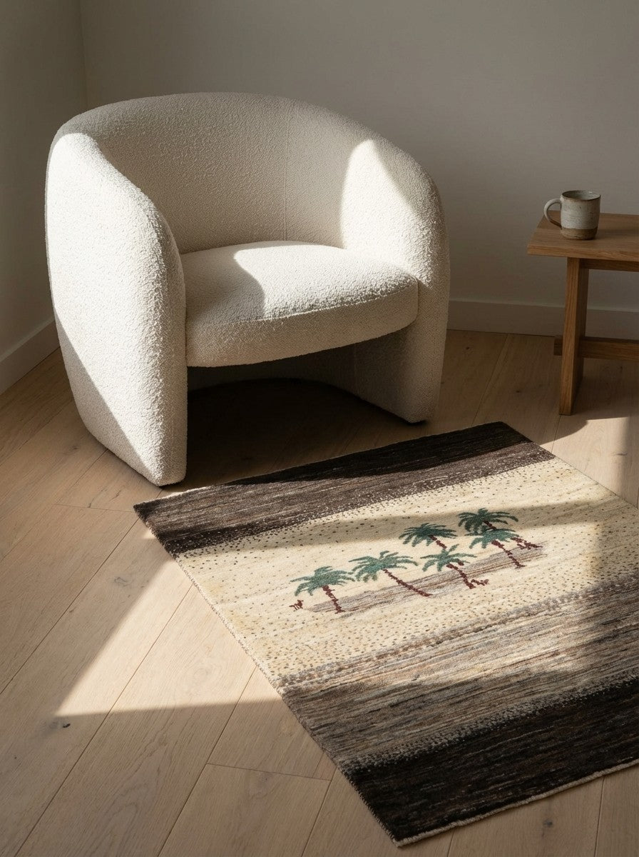 Rizbaf — Hand-knotted, 82x123 cm, Beige, 100% Virgin Wool | Detail view