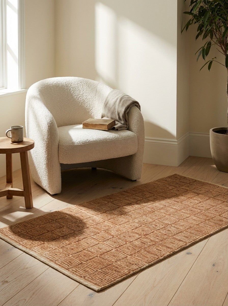 Rizbaf — Hand-knotted, 101x197 cm, Brown, 100% Virgin Wool | Detail view
