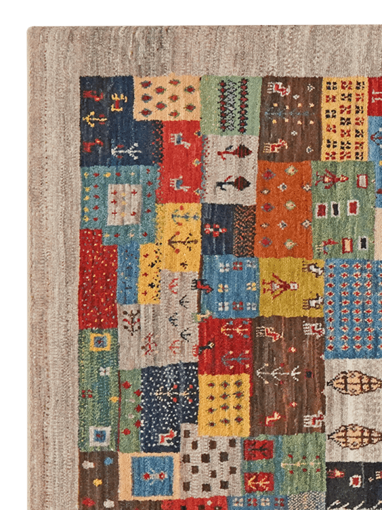 Rizbaf — Hand-knotted, 101x149 cm, Multicolor, 100% Virgin Wool | View 3
