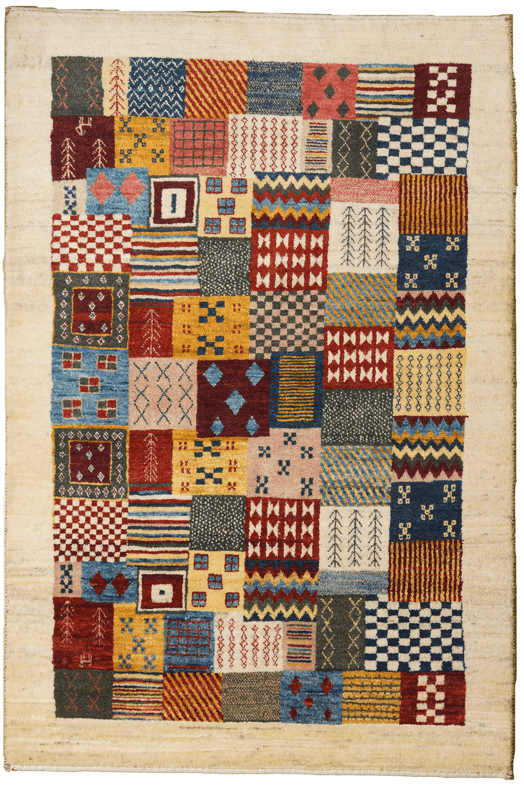 Rizbaf — Hand-knotted, 99x147 cm, Multicolor, 100% Virgin Wool | Main view