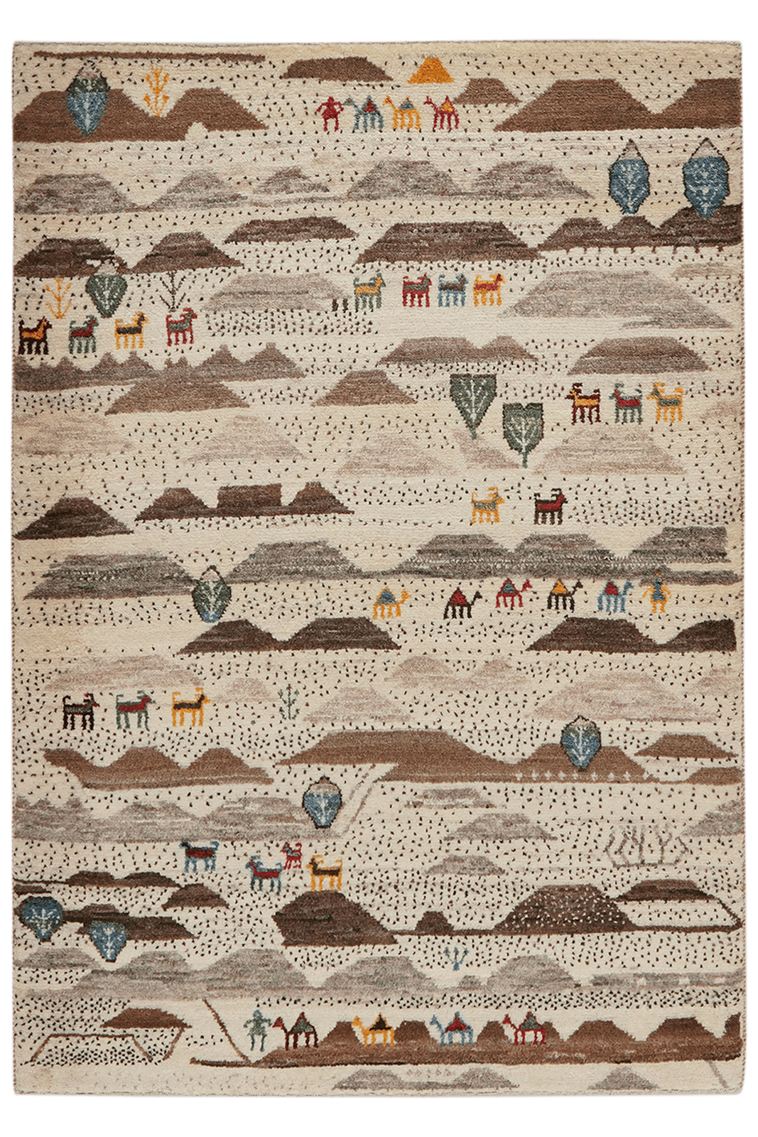 Rizbaf — Hand-knotted, 90x131 cm, Beige, 100% Virgin Wool | Main view