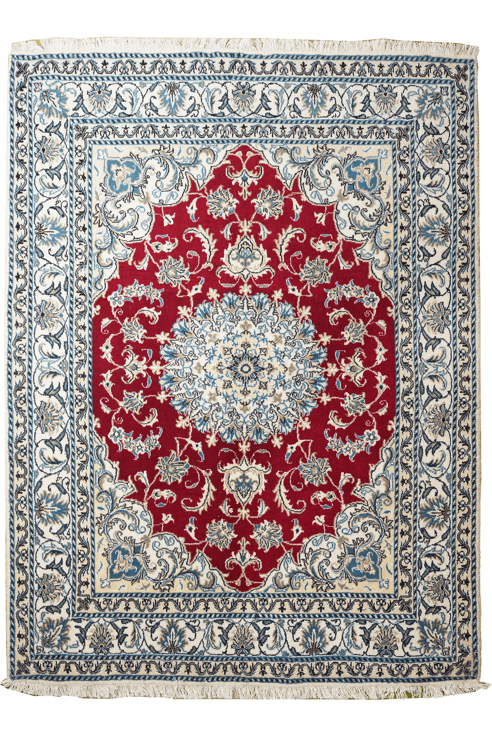 Nain 12La — Hand-knotted, 152x202 cm, Red, 100% Virgin Wool | Main view