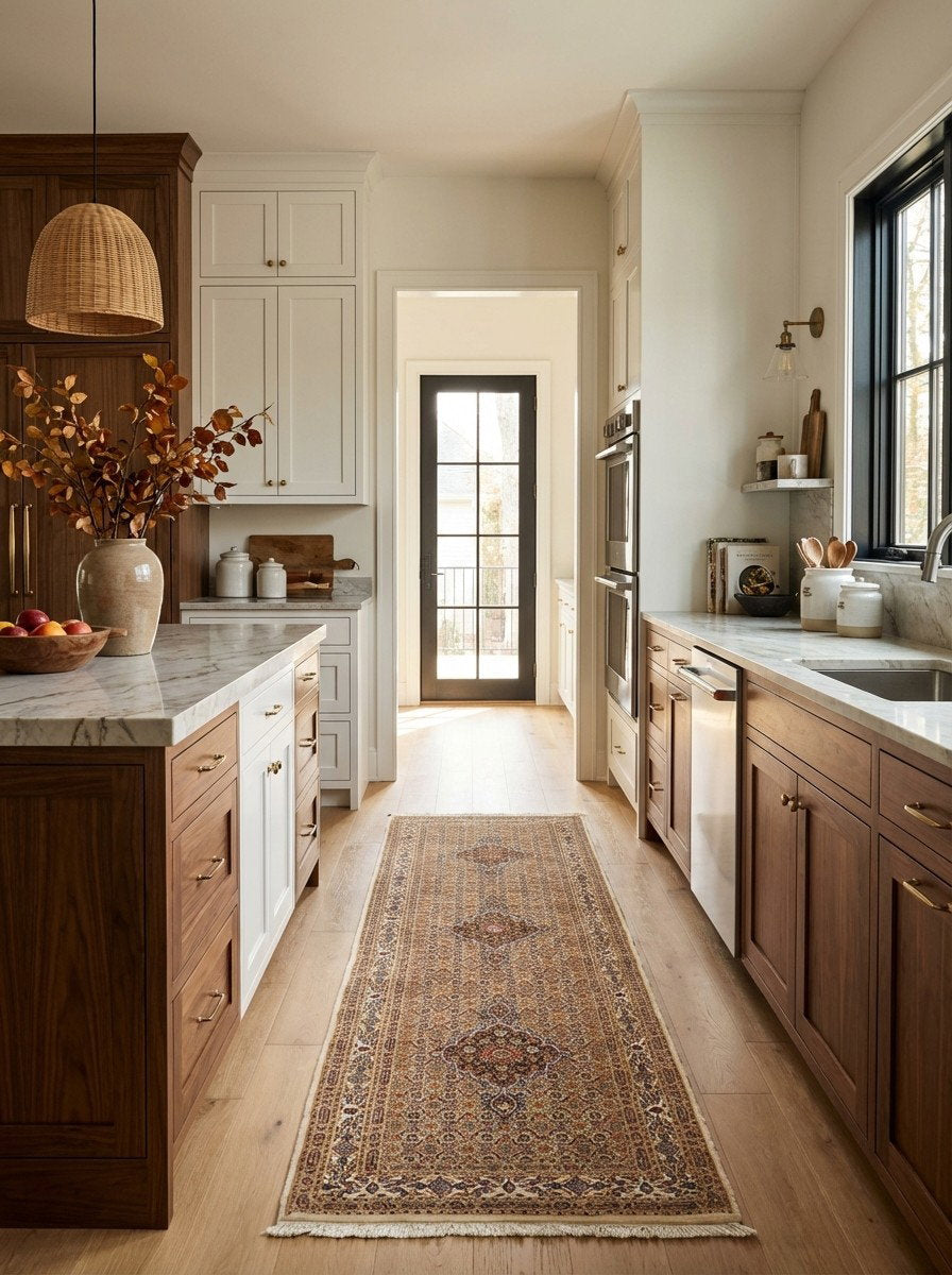 Moud Mahi — Handgefertigt, 242x81 cm, Beige, 100% Virgin Wool | Back view