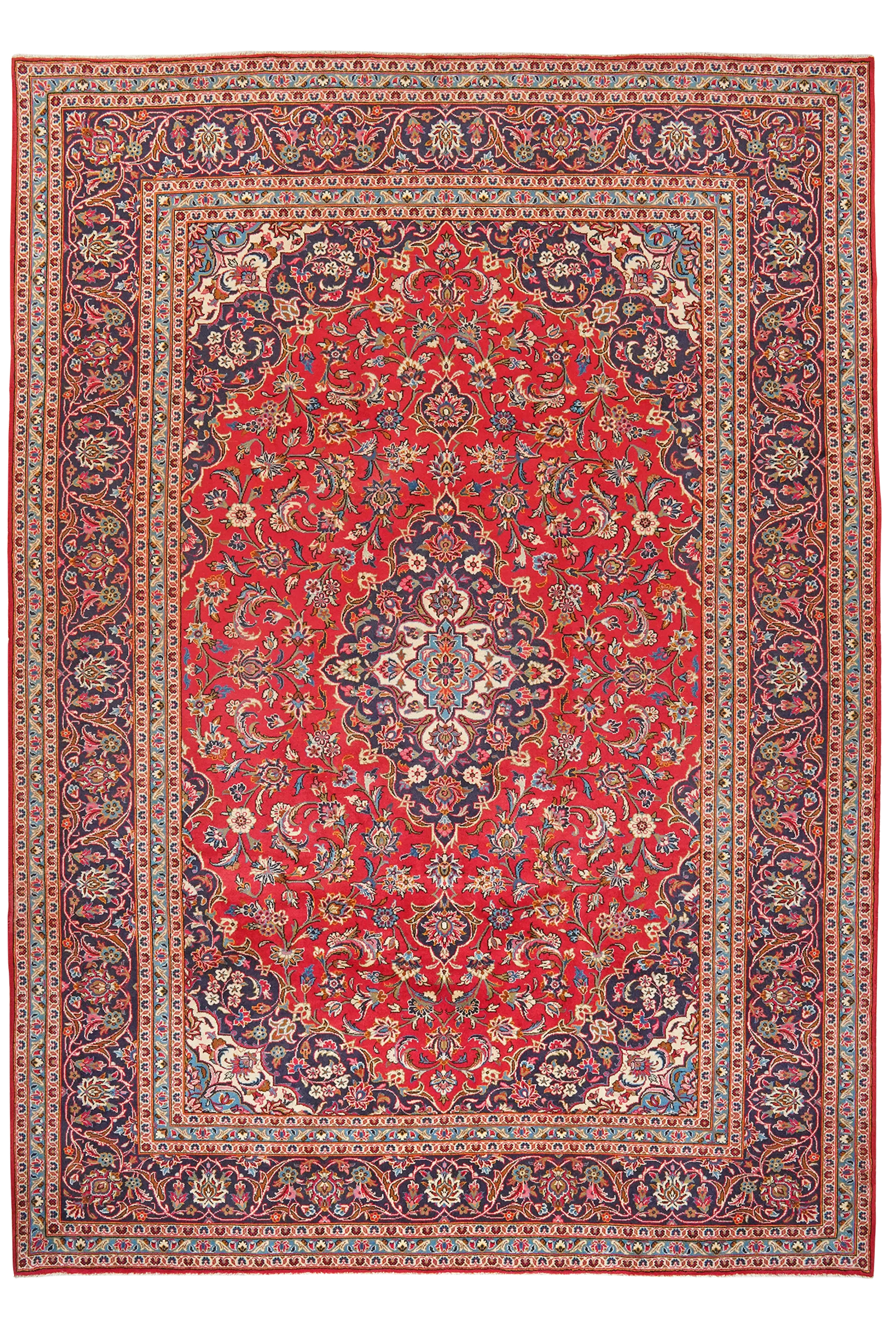 Ardakan — Handgefertigt, 343x243 cm, Blau, 100% Virgin Wool | Main view