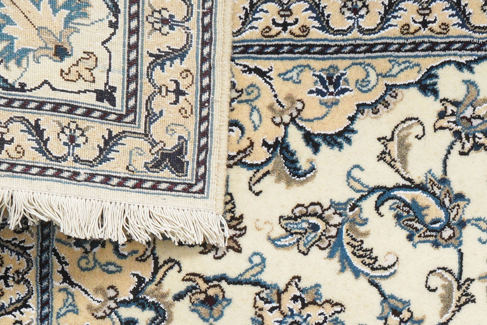 Nain 12La — Handgefertigt, 196x197 cm, Beige,blau, 100% Virgin Wool | View 8