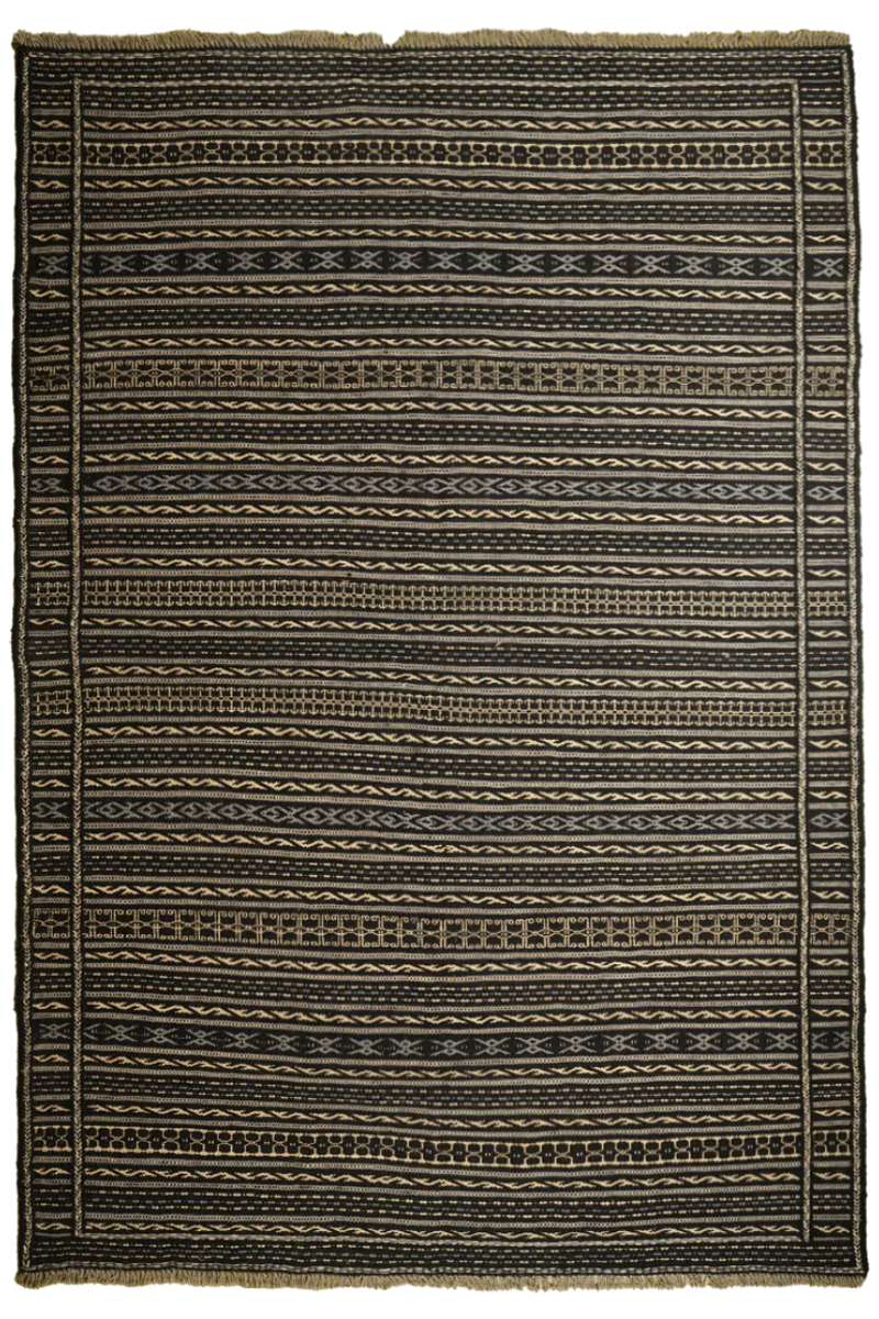Kelim Kordi — Handgefertigt, 247x169 cm, Beige,schwarz,grau, 100% Virgin Wool | Main view
