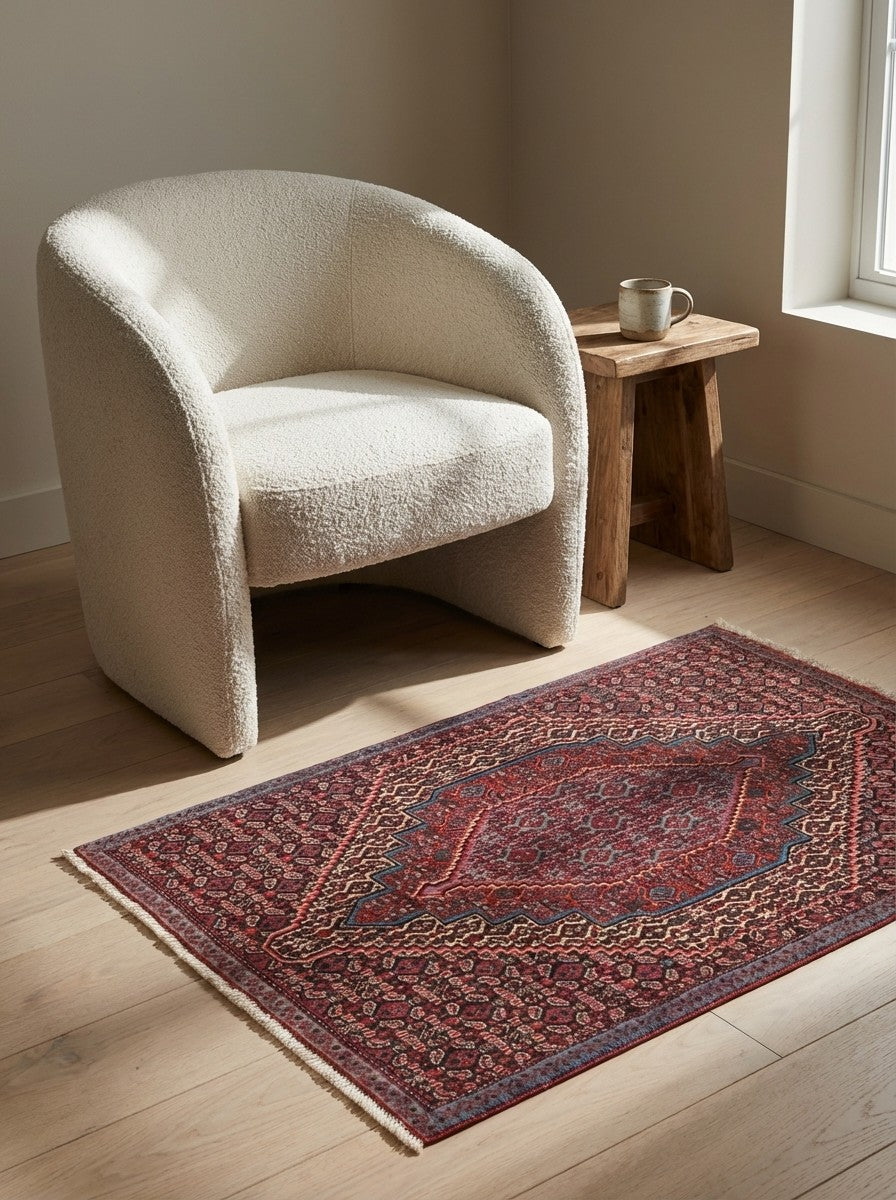 Senneh — Hand-knotted, 69x96 cm, Beige, 100% Virgin Wool | Detail view
