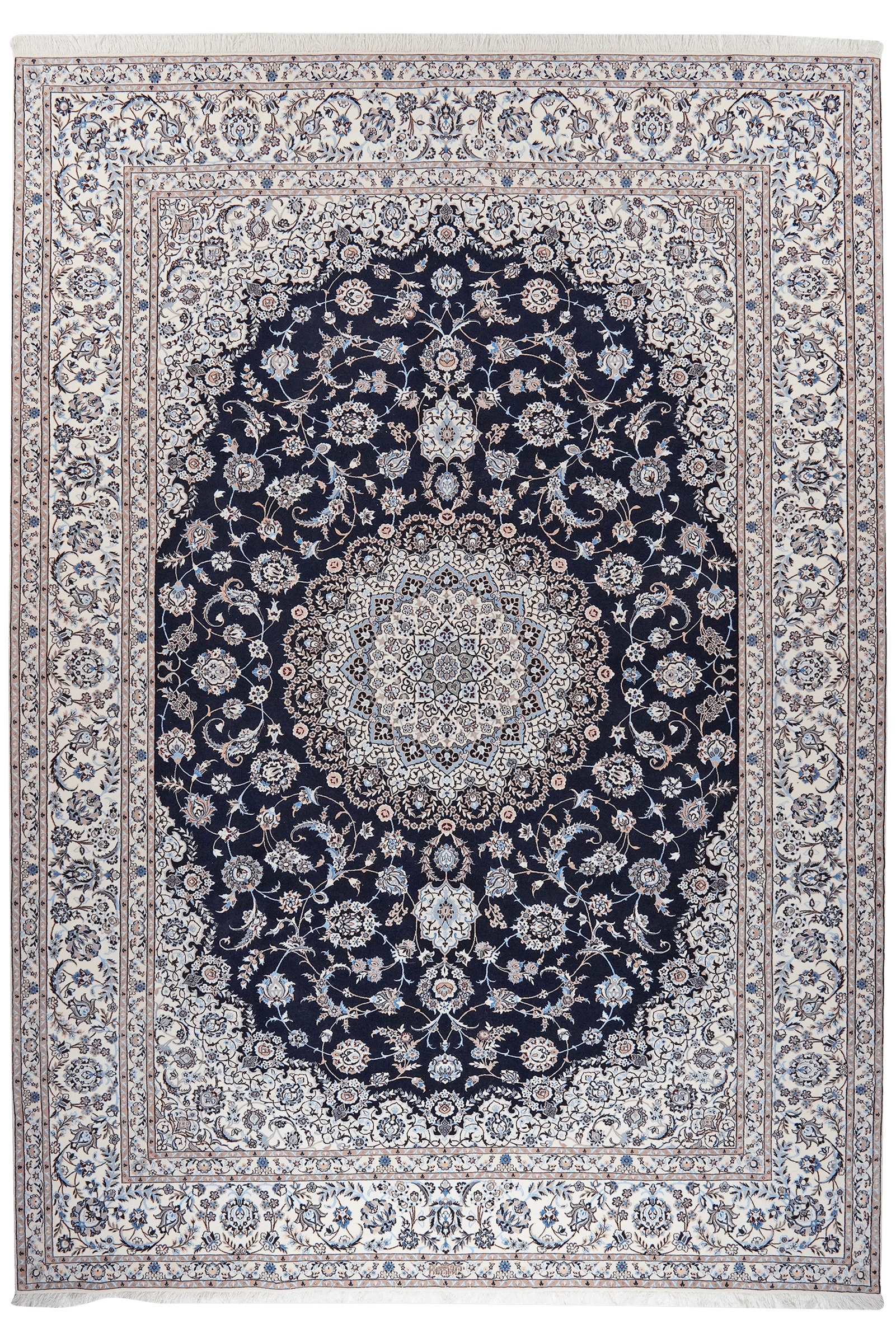 Nain 6La — Hand-knotted, 259x369 cm, Blue, 100% Virgin Wool | Main view