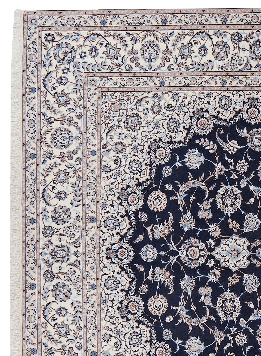 Nain 6La — Hand-knotted, 259x369 cm, Blue, 100% Virgin Wool | View 3