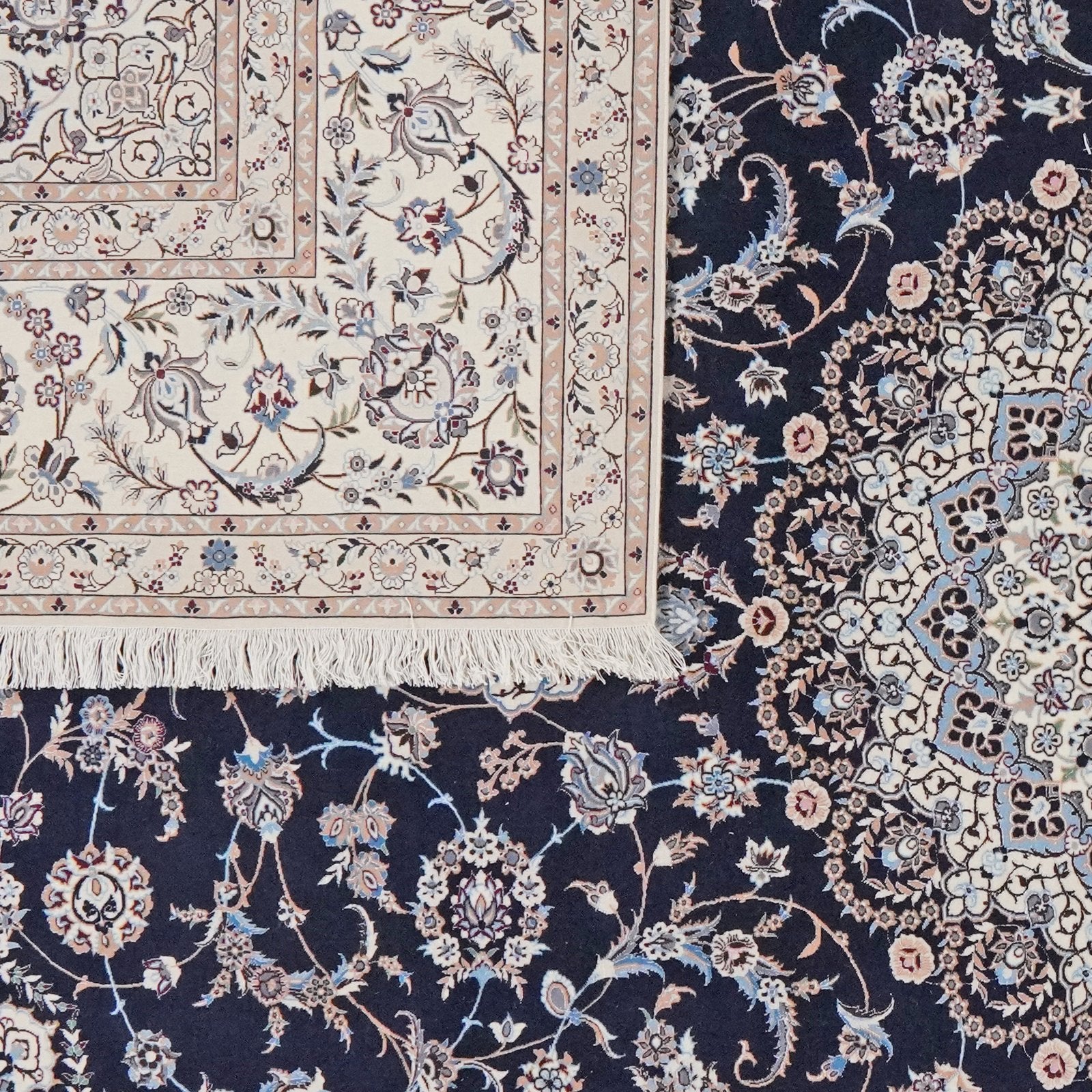 Nain 6La — Hand-knotted, 259x369 cm, Blue, 100% Virgin Wool | View 6