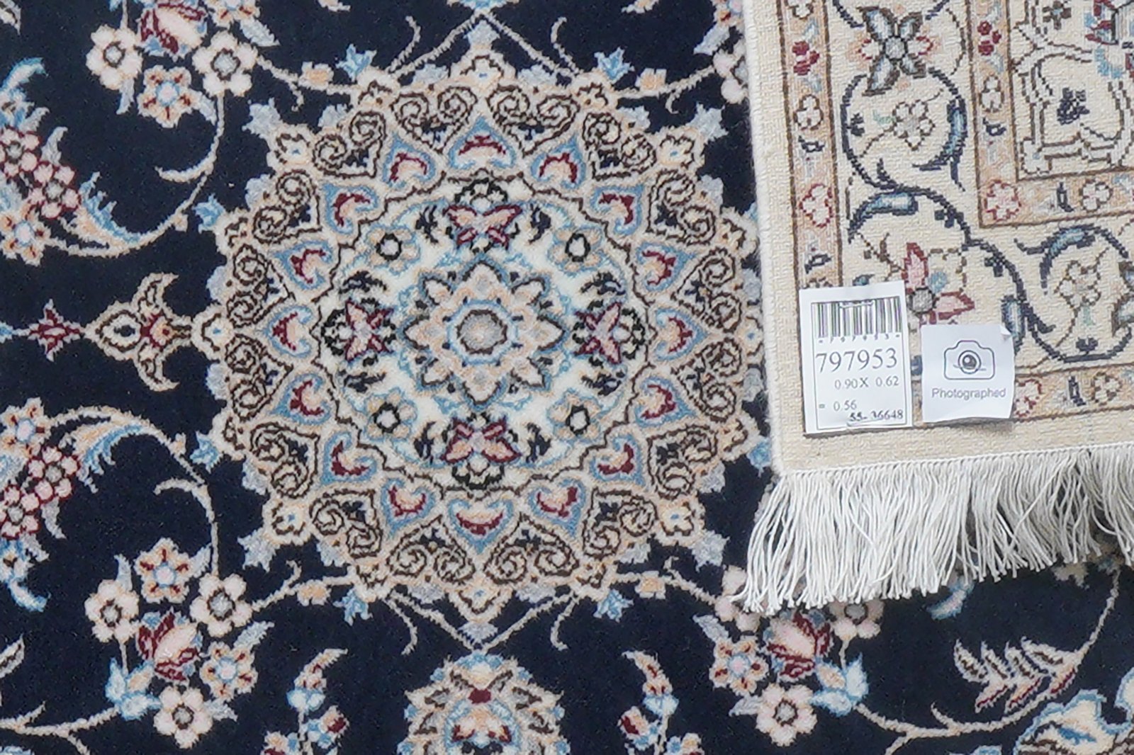 Nain 6La — Hand-knotted, 62x90 cm, Blue, 100% Virgin Wool | View 6