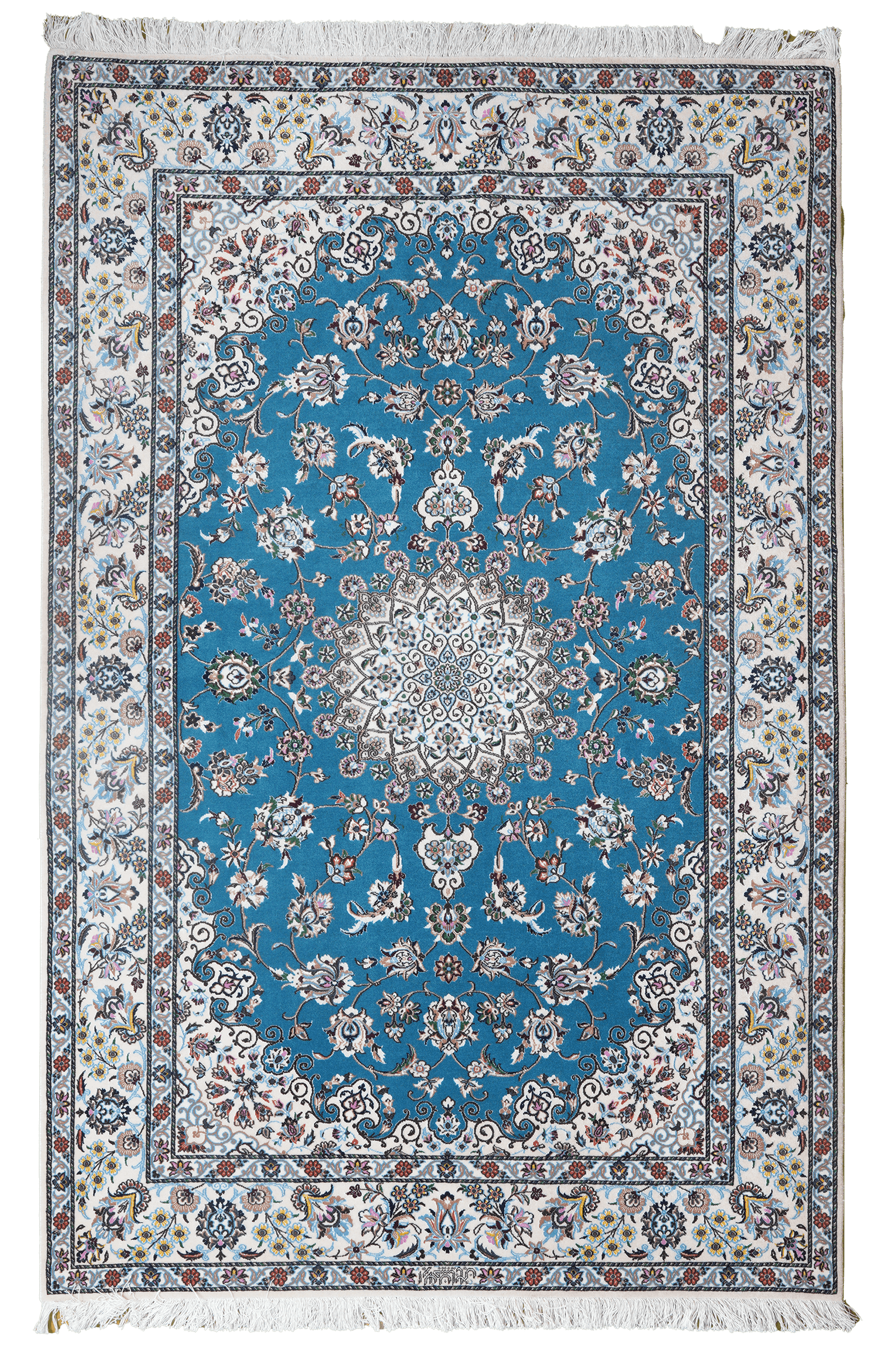 Nain 6La — Hand-knotted, 127x196 cm, Blue, 100% Virgin Wool | Main view