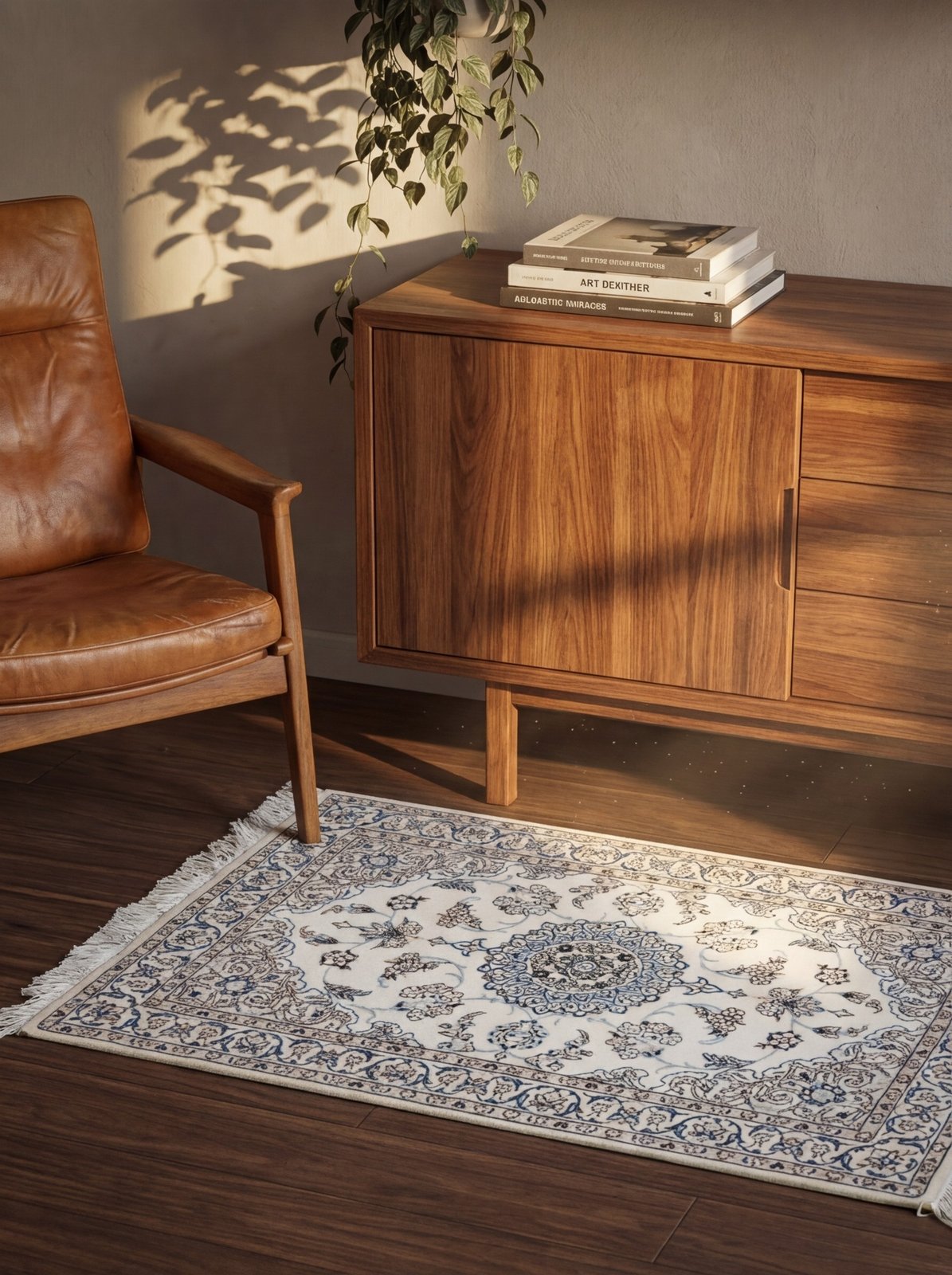Nain 6La — Hand-knotted, 60x91 cm, Beige, 100% Virgin Wool | Back view