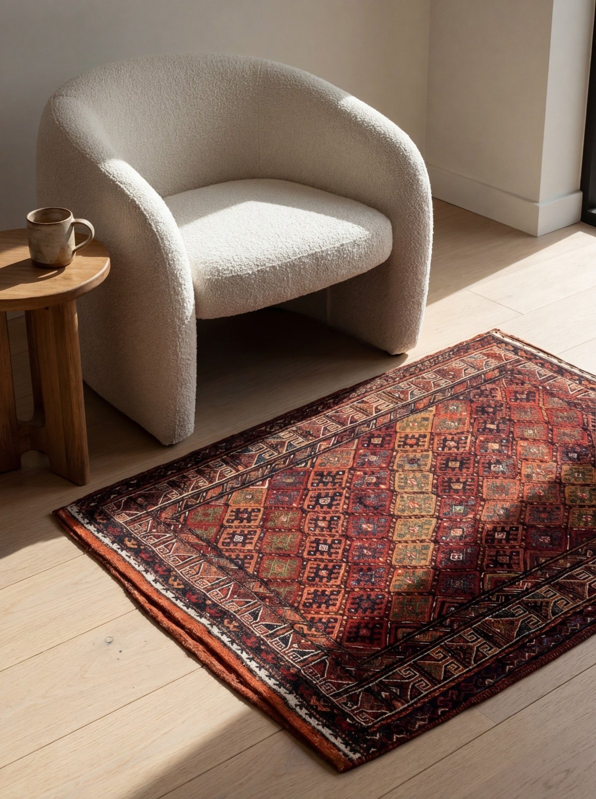Sofreh Kordi — Handmade, 78x95 cm, Multicolor, 100% Virgin Wool | Detail view