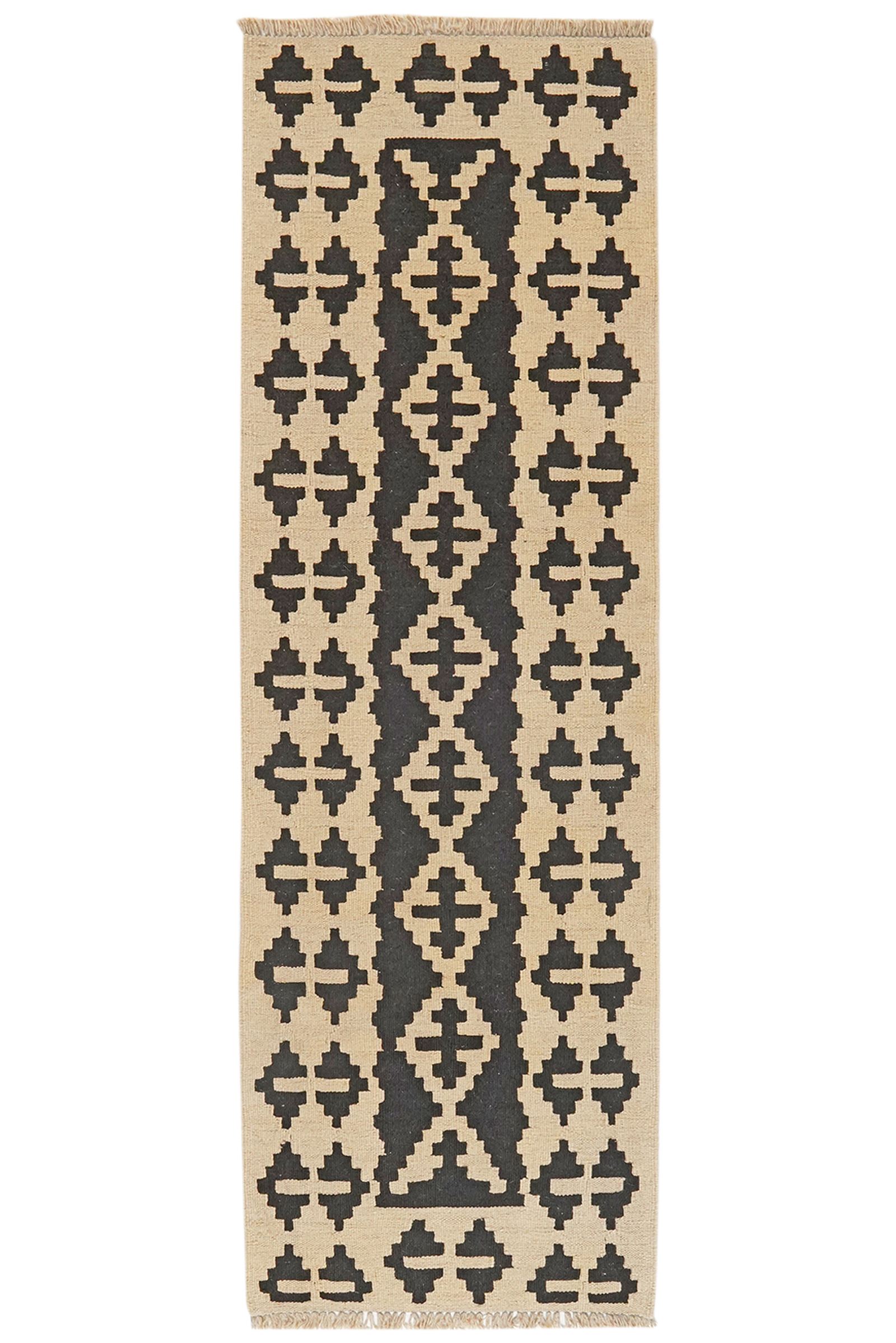 Kelim Gashgai — Handgefertigt, 198x64 cm, Beige, 100% Virgin Wool | Main view