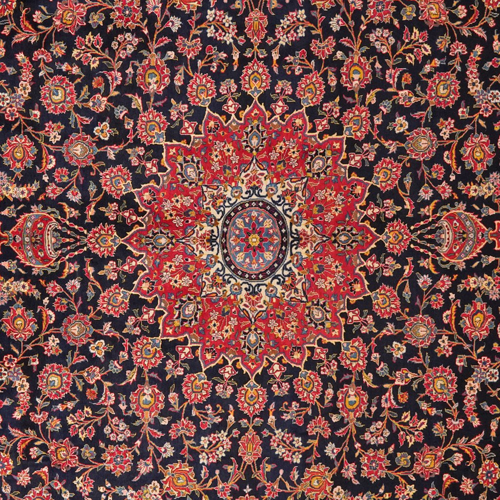 Kashan — Hand-knotted, 317x399 cm, Blue, 100% Virgin Wool | View 4