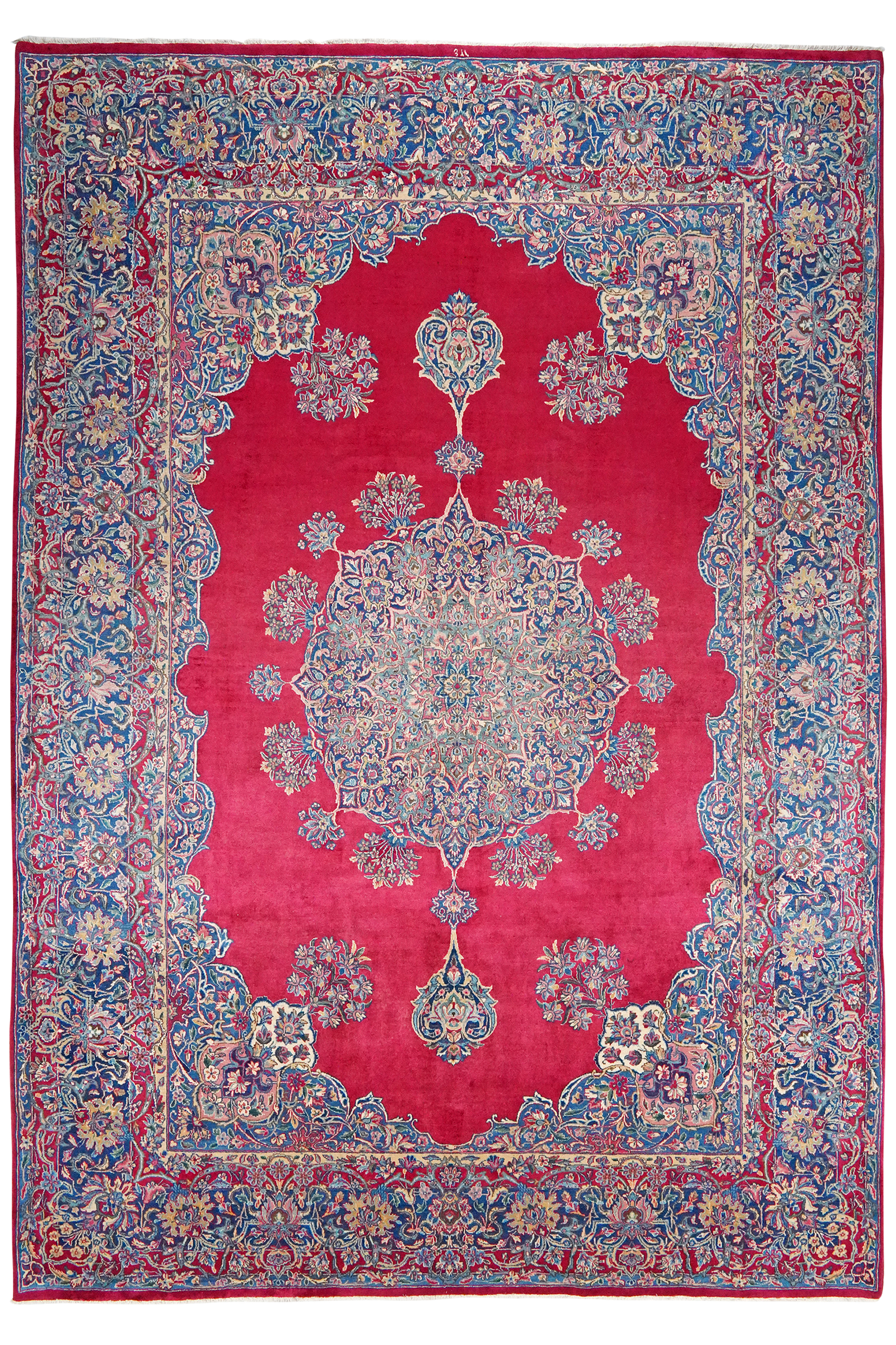 Kirman — Hand-knotted, 250x359 cm, Red, 100% Virgin Wool | Main view