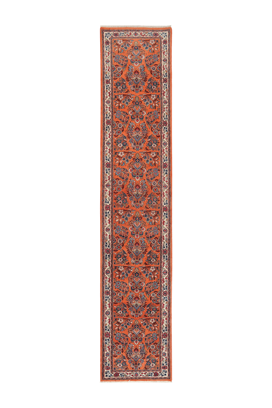 Sarough — Hand-knotted, 79x392 cm, Orange, 100% Virgin Wool | Main view